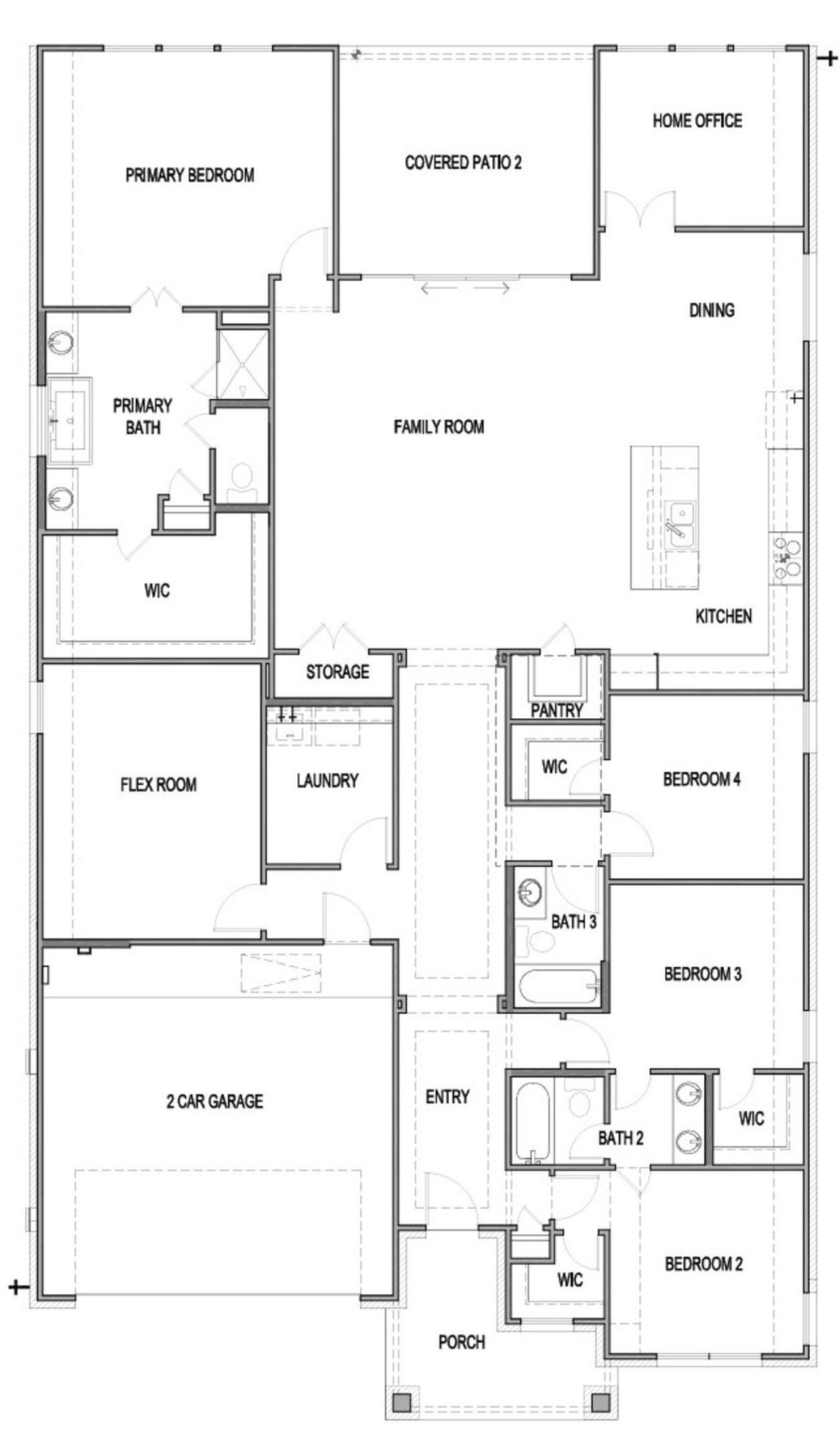 2D floor plan layout of this home in Prominence, San Antonio, TX (Image 2).