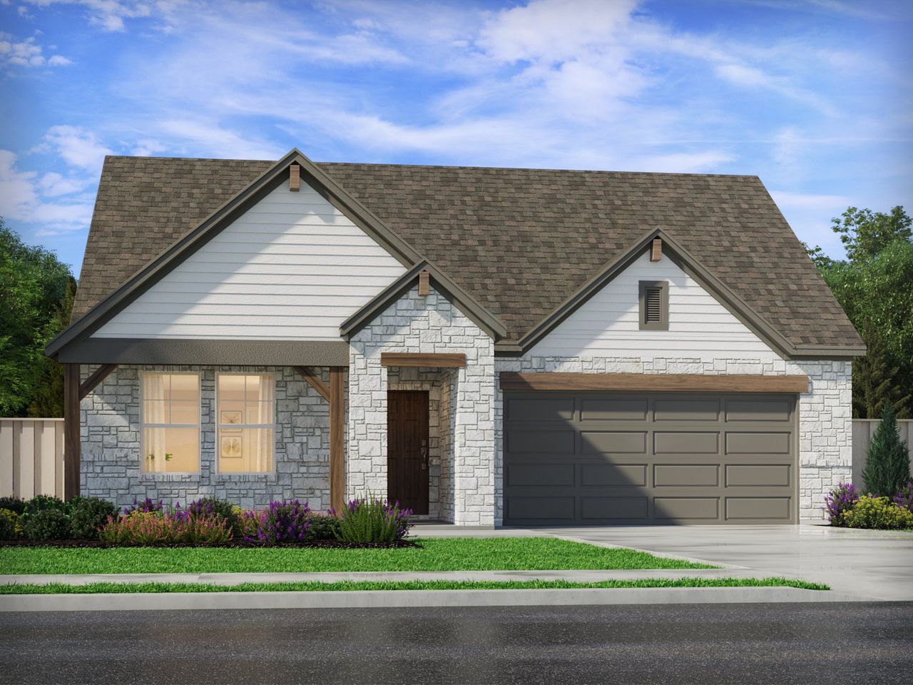 Representative exterior photo of a completed home built from the The Preston (403) by Meritage Homes in Colony at Cole Springs - Boulevard Collection, Buda, TX (Image 2). Representative exterior photo of a completed home built from the The Preston (403) by Meritage Homes in Colony at Cole Springs - Boulevard Collection, Buda, TX (Image 2).