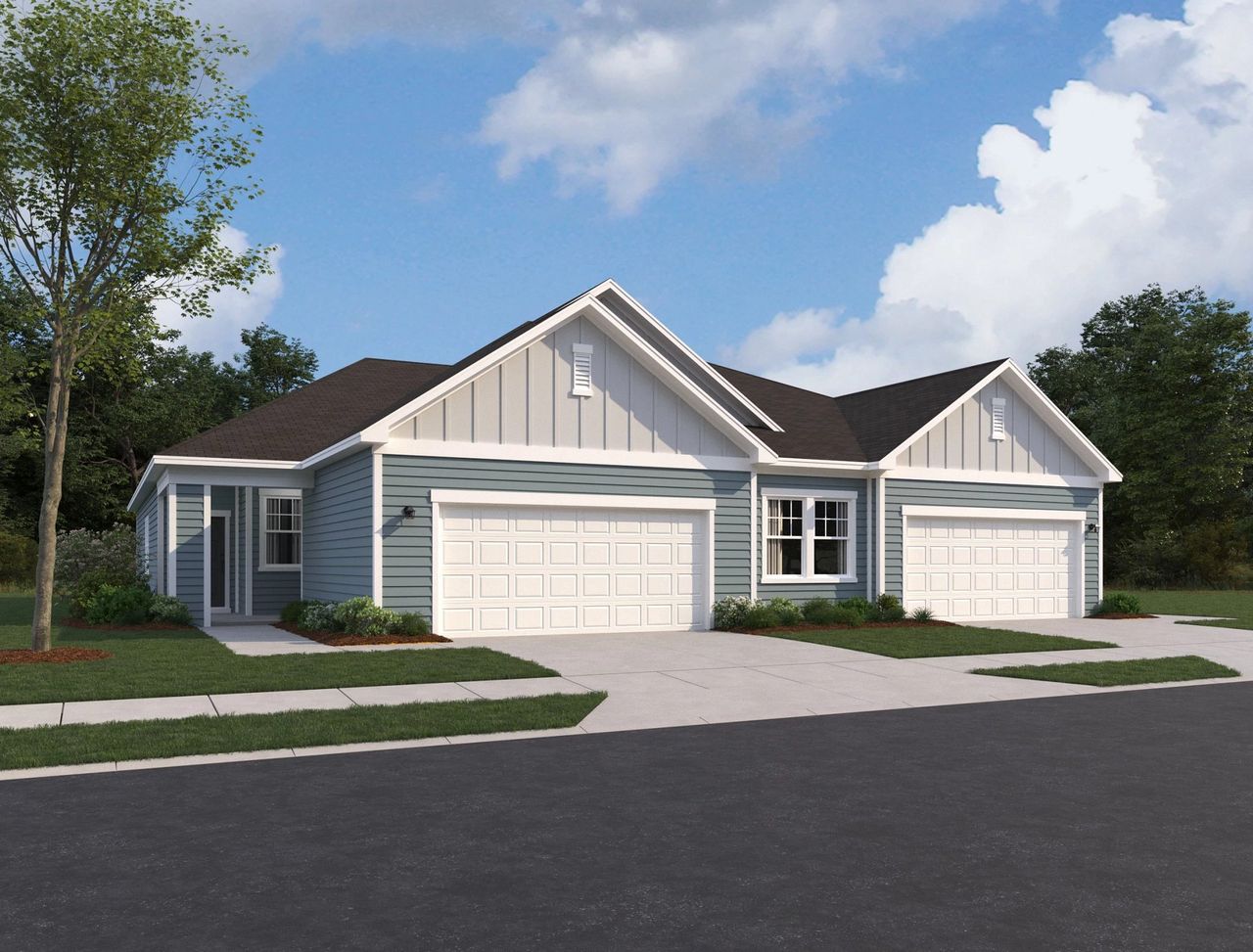 Representative exterior photo of a completed home built from the Everest by Starlight Homes in Hanford Landing, Graham, NC (Image 2). Representative exterior photo of a completed home built from the Everest by Starlight Homes in Hanford Landing, Graham, NC (Image 2).