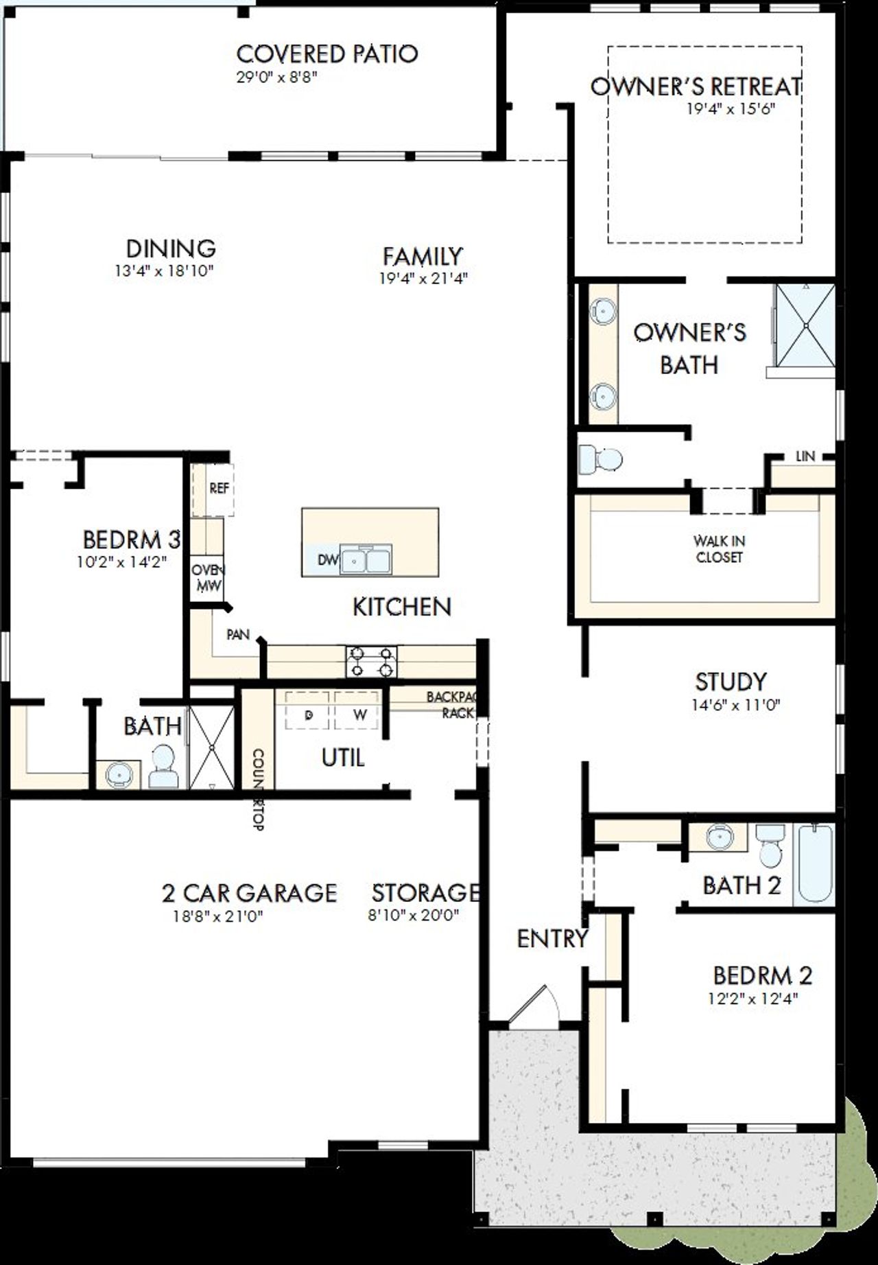 2D floor plan layout of this home in Hardy Pond, Rock Hill, SC (Image 2).