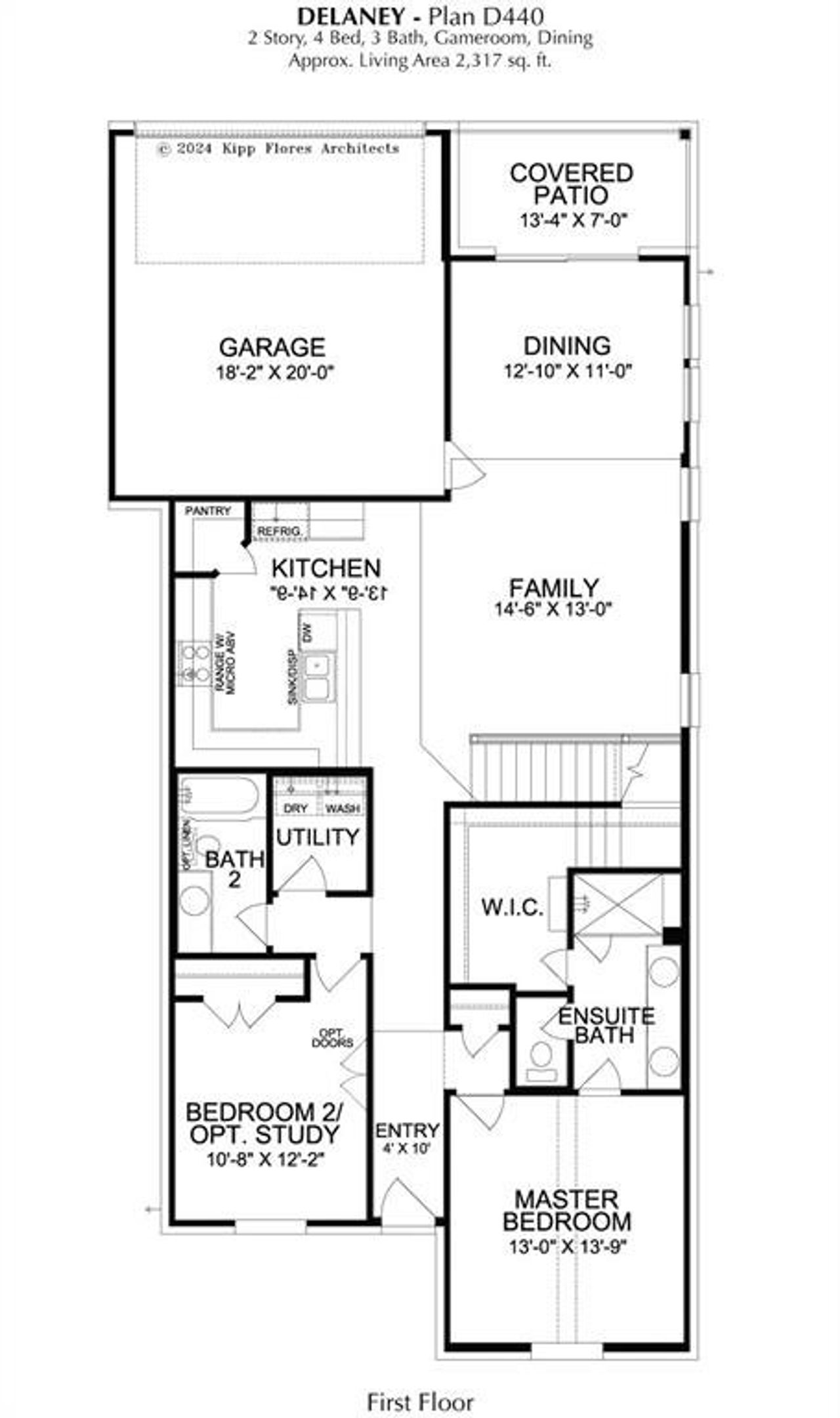 2D floor plan layout of this home in Dominion at Brookhollow, Prosper, TX (Image 2).