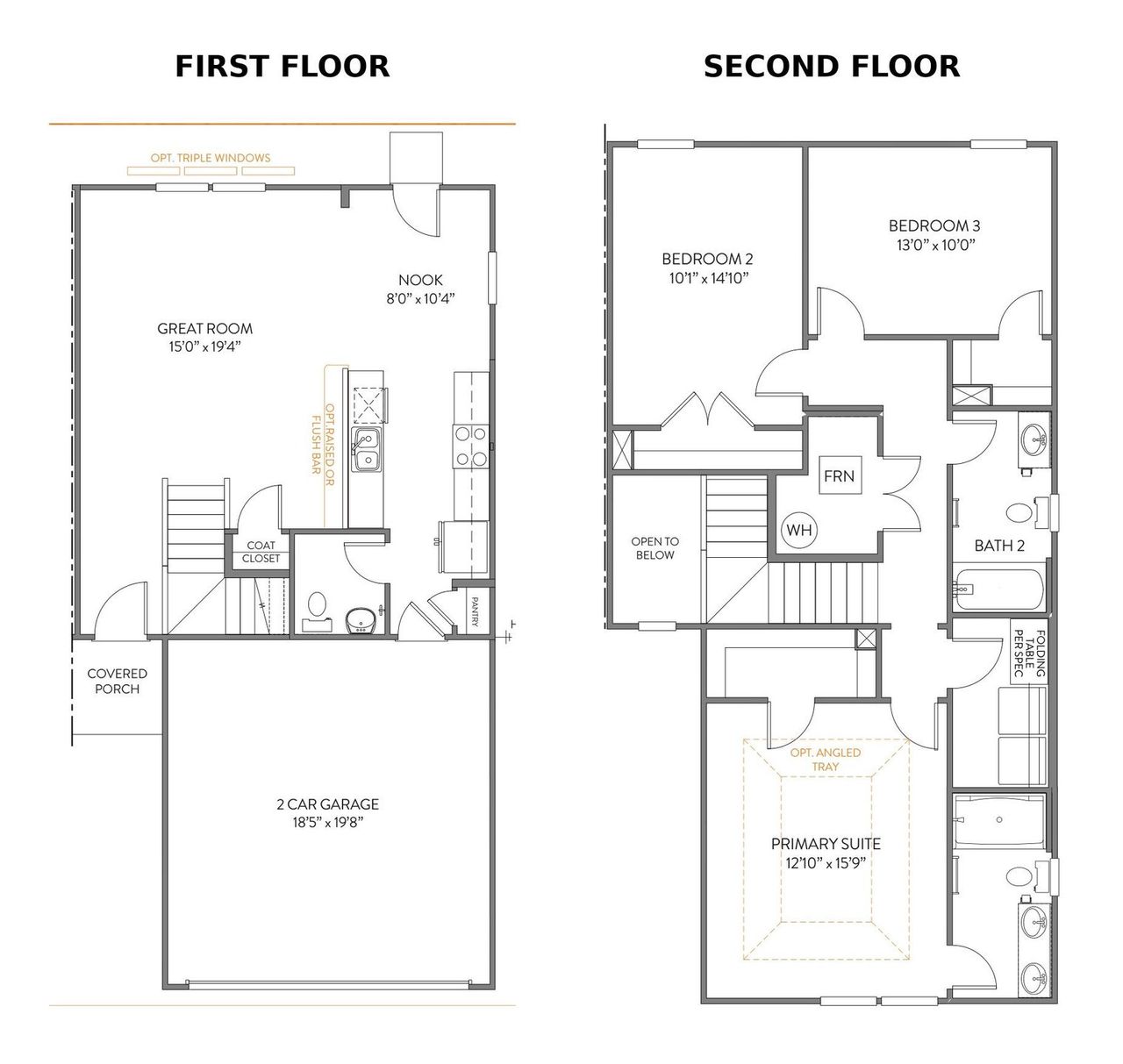 2D floor plan layout of this home in Harris Place, Mooresville, NC (Image 2). 2D floor plan layout of this home in Harris Place, Mooresville, NC (Image 2).