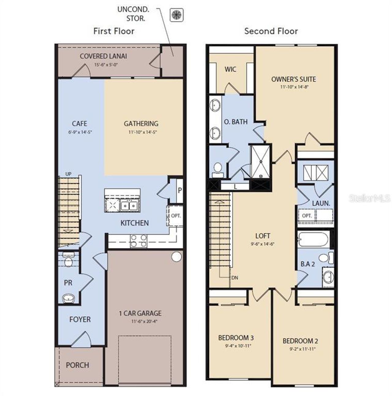 2D floor plan layout of this home in Somerset Lakes, Orlando, FL (Image 2).