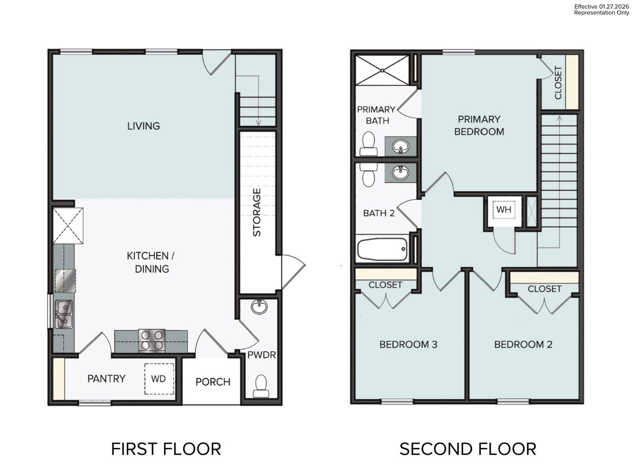 2D floor plan layout of this home in Harvest Ridge, Elgin, TX (Image 2).
