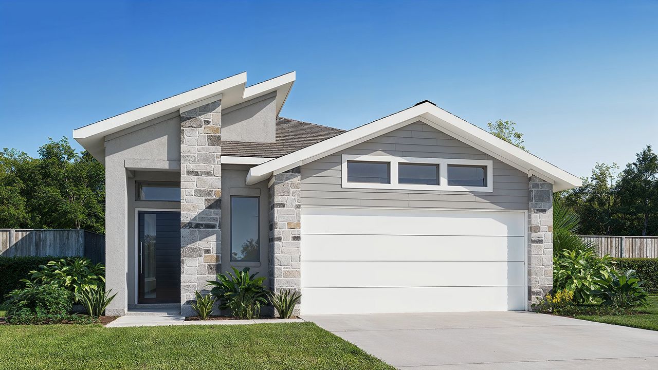 Representative exterior photo of a completed home built from the 1874E by Perry Homes in Easton Park 40', Austin, TX (Image 2).