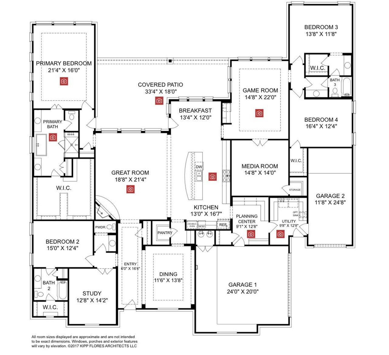 2D floor plan layout for the Avalon by Giddens Homes in ClearWater Ranch, Liberty Hill, TX (Image 2).