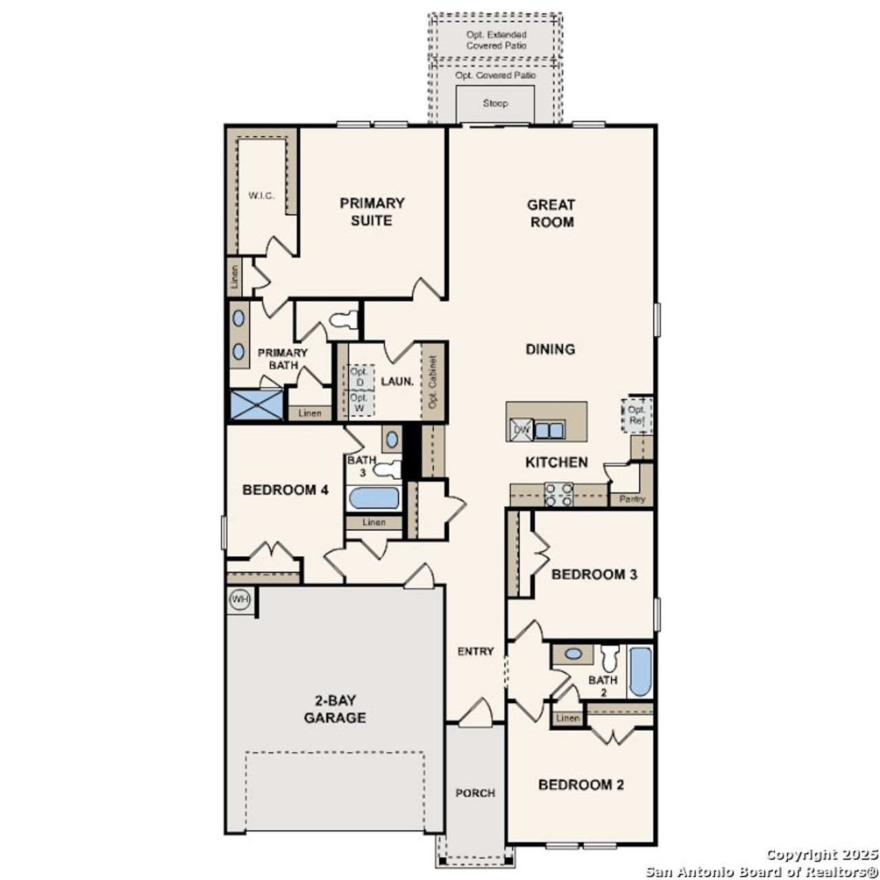2D floor plan layout of this home in Cinco Lakes, San Antonio, TX (Image 2).