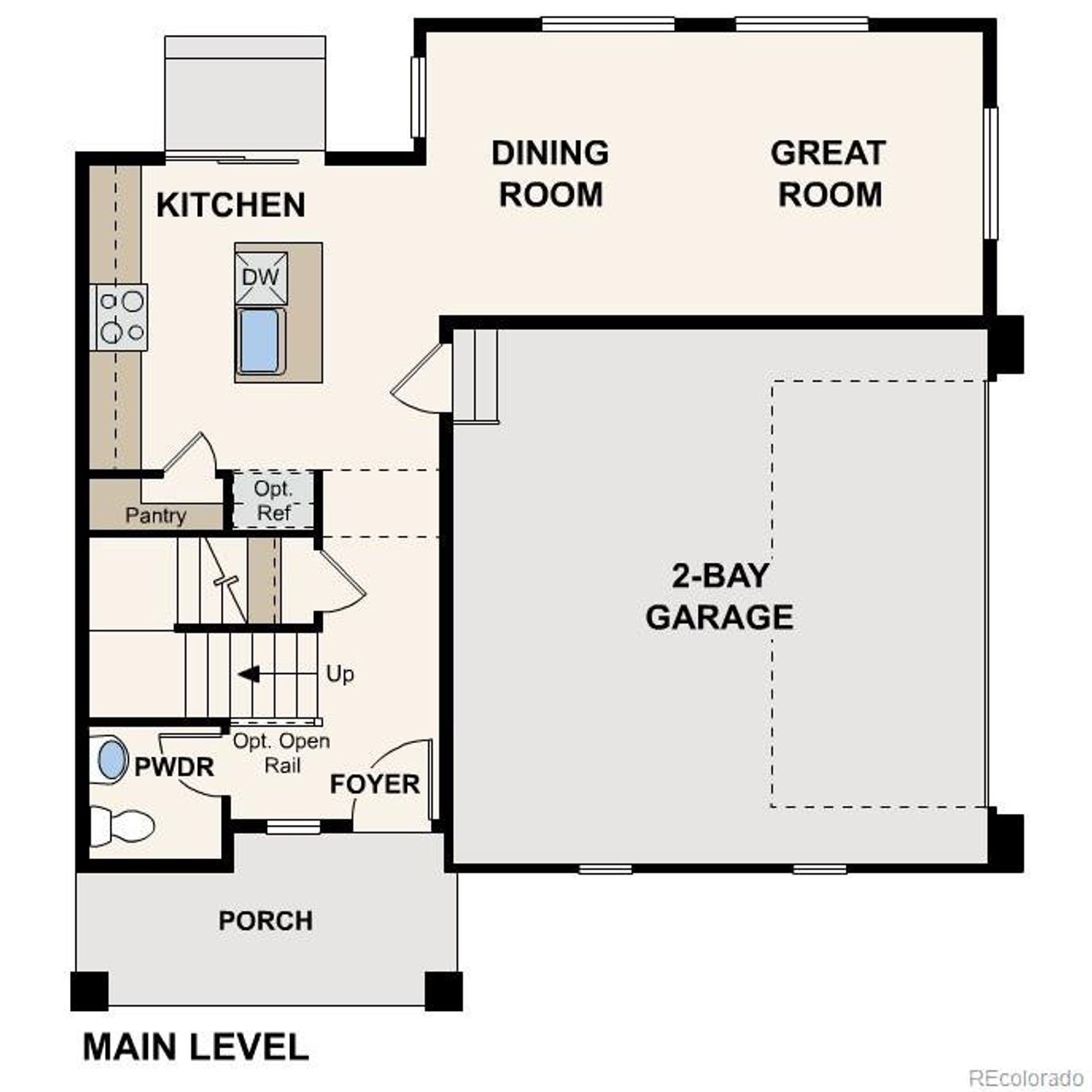 2D floor plan layout of this home in The Contemporary Collection at Windler, Aurora, CO (Image 2).
