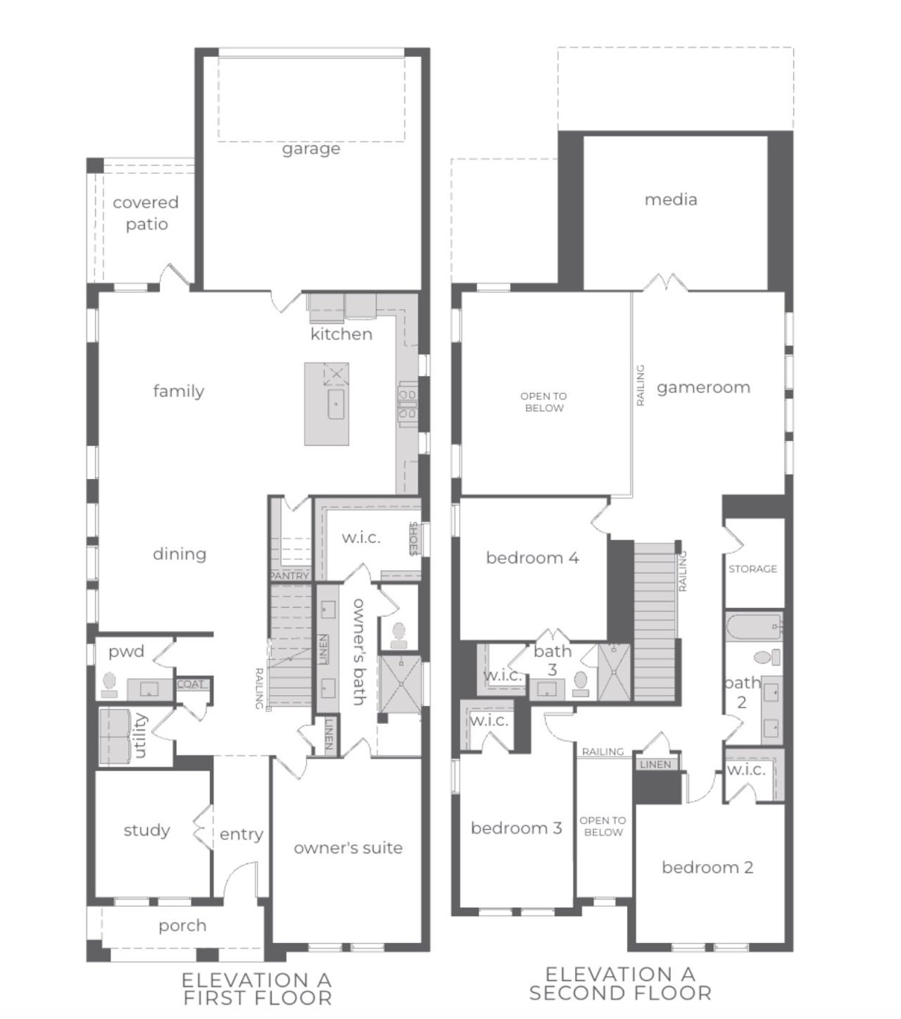 2D floor plan layout for the Marcel by Normandy Homes in Cross Creek Meadows 40' Series, Celina, TX (Image 2).