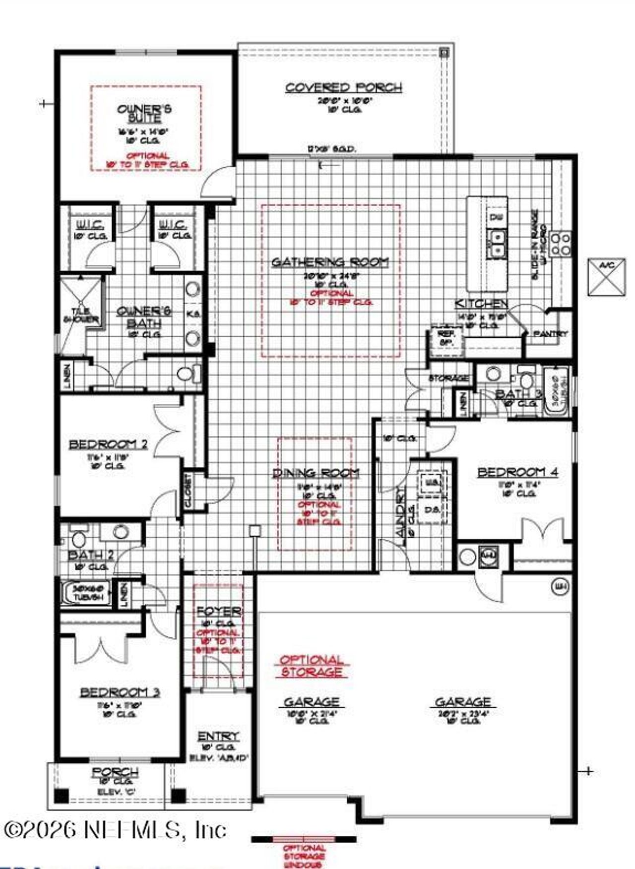 2D floor plan layout of this home in Sandy Ridge, Yulee, FL (Image 2).