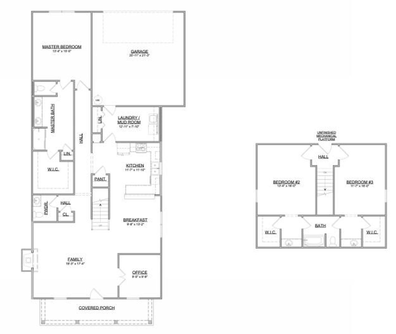 2D floor plan layout for the The Addison by Smithbilt Homes in Belltown, Powell, TN (Image 2).