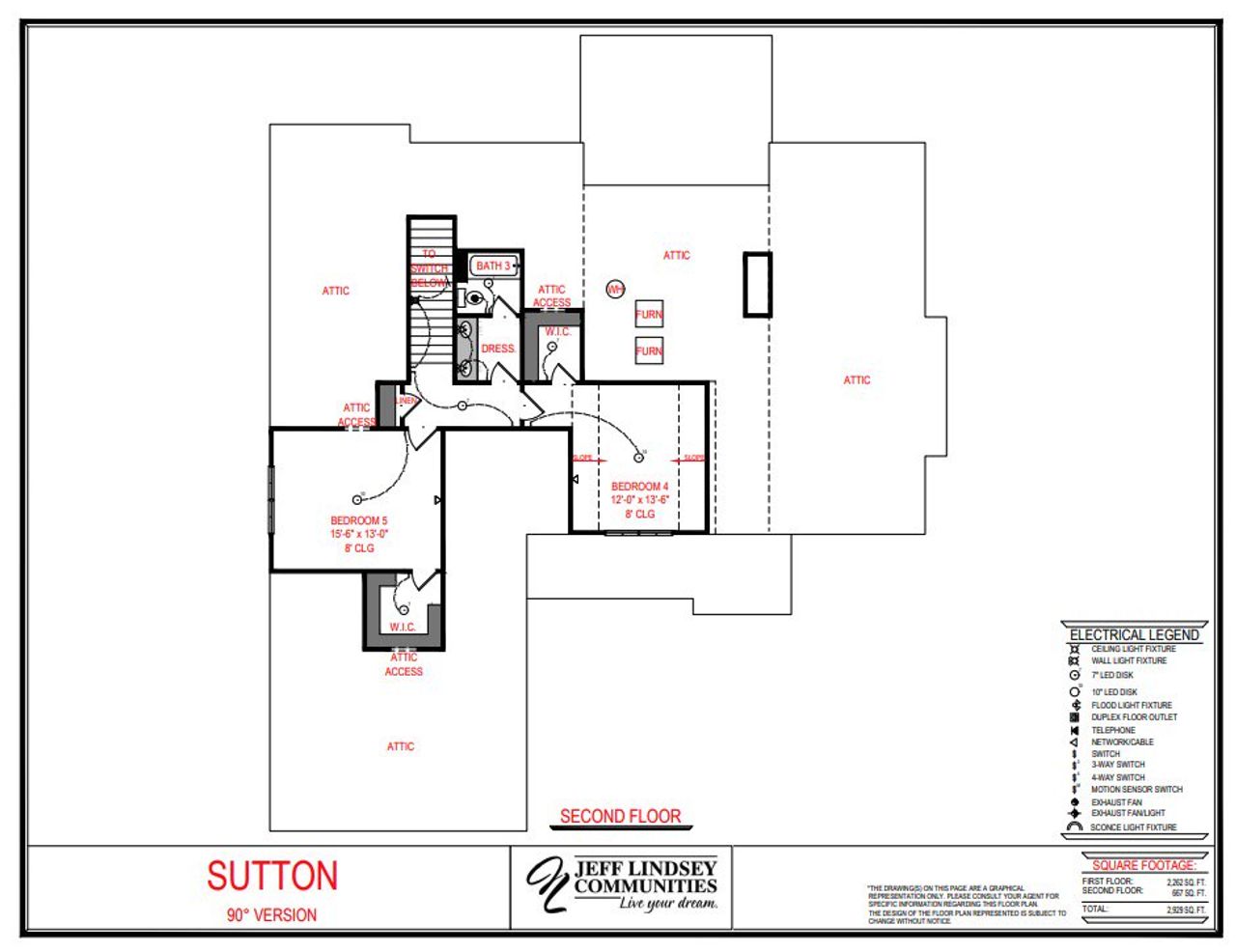 2D floor plan layout for the Sutton A by Jeff Lindsey Communities in Lamar Farms, Newnan, GA (Image 2).