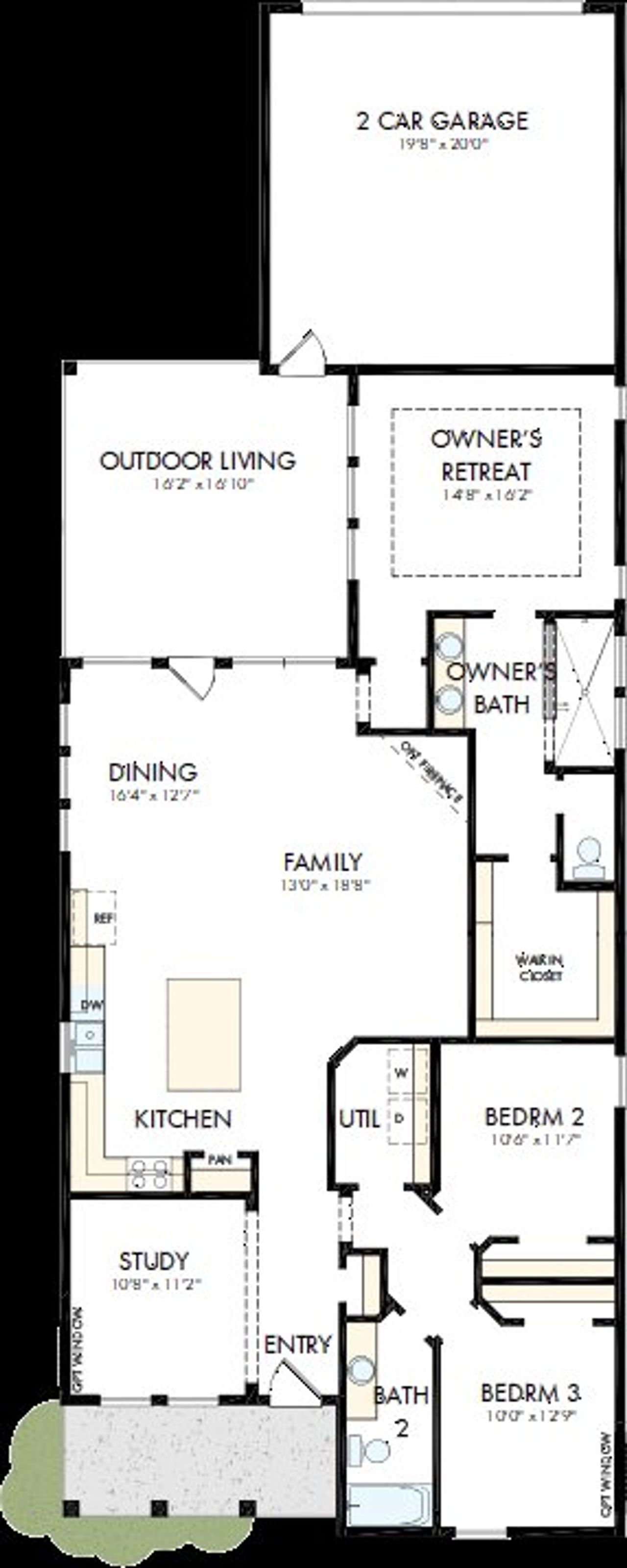 2D floor plan layout of this home in Bridgeland Central: Emerald Heights - Landmark Row Collection, Cypress, TX (Image 2).