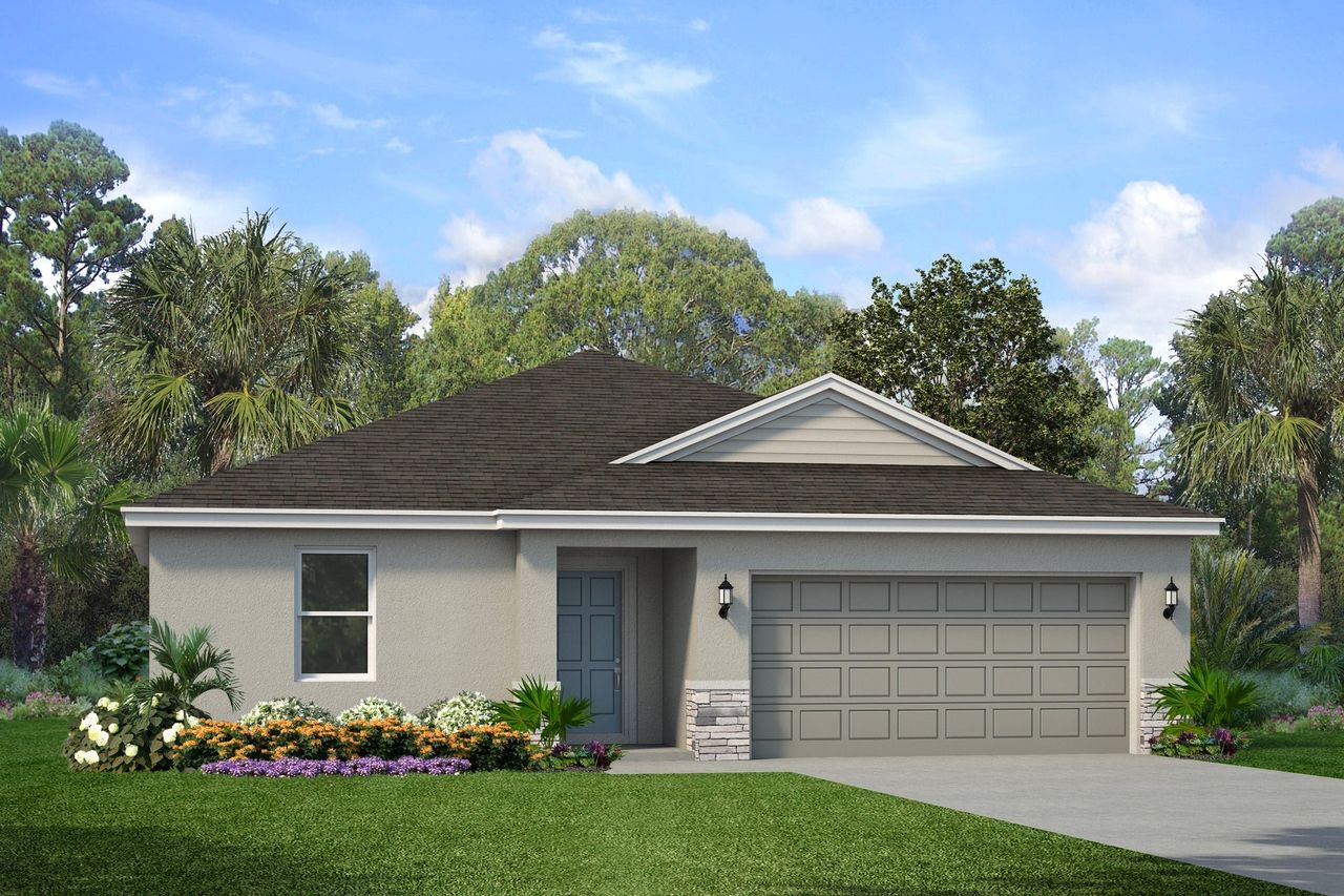 Representative exterior photo of a completed home built from the Crusade by Park Square Residential in Highfield at Twisted Oaks, Wildwood, FL (Image 2).