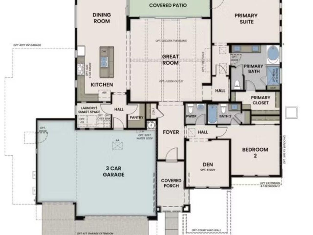2D floor plan layout of this home in Hidden Hills, Prescott, AZ (Image 2).