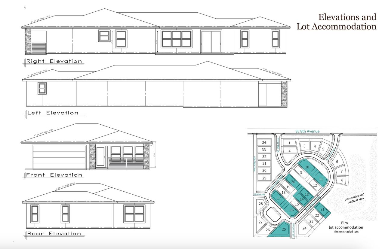 2D floor plan layout for the Elm by Elevated Design & Construction in Heartwood, Gainesville, FL (Image 2).