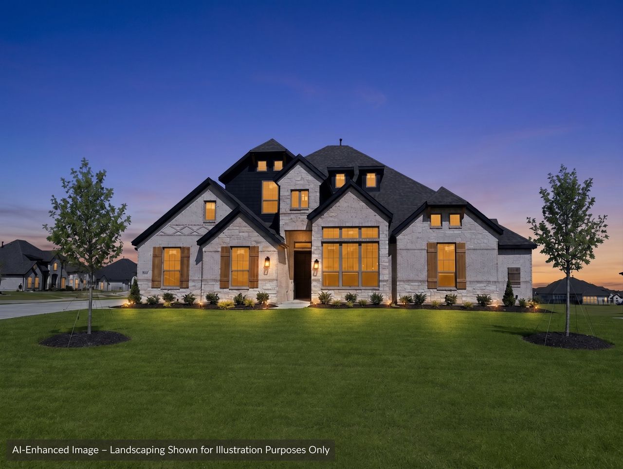 Front exterior of a new home in Heritage, McLendon-Chisholm, TX, highlighting curb appeal (Image 2).