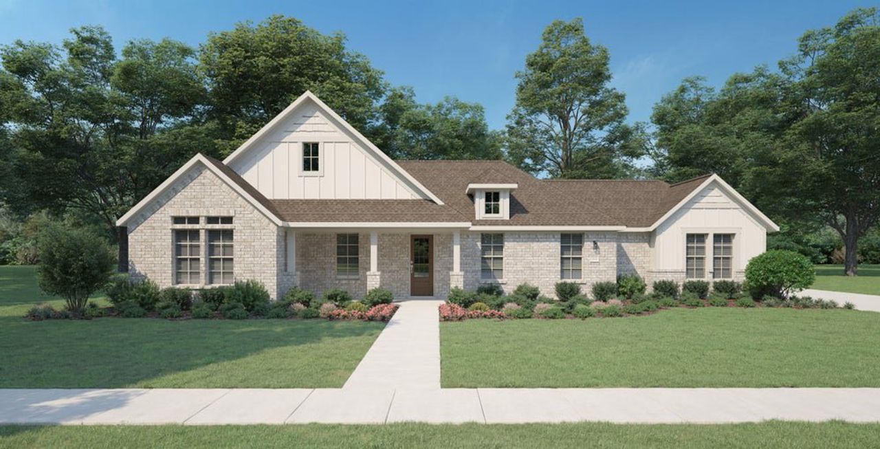 Representative exterior photo of a completed home built from the Woodside by Centre Living Homes in Ellis Ranch Estates, Waxahachie, TX (Image 2).