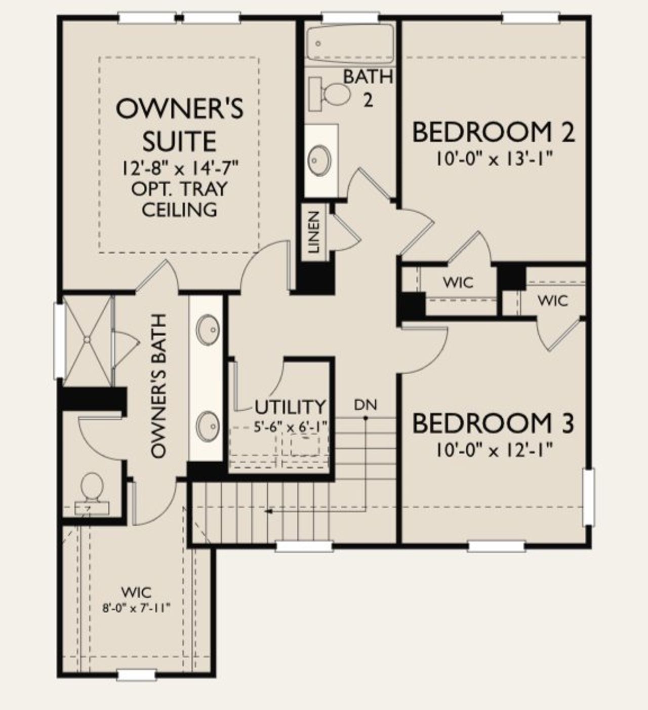 2D floor plan layout for the Austin by Ashton Woods in La Cima, San Marcos, TX (Image 2).