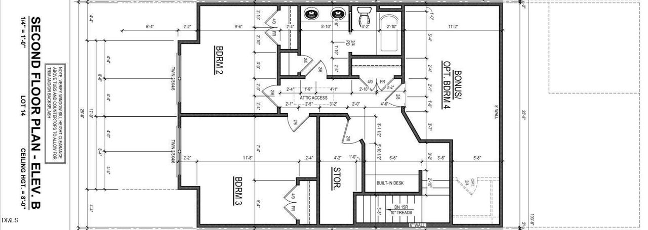 Lot 14 White Oak Townhome 2nd floor plan