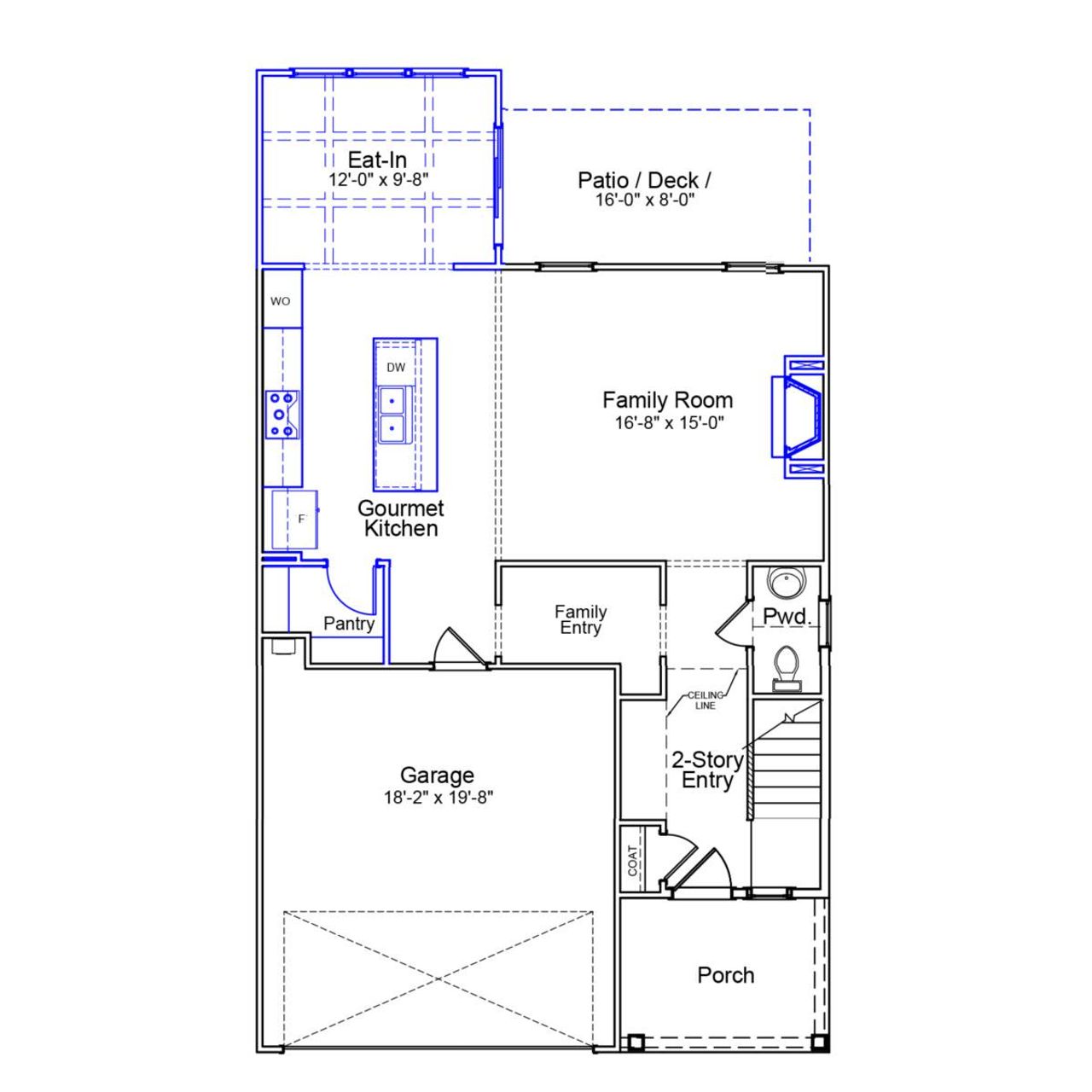 2D floor plan layout of this home in Lakeside Saluda, Greenville, SC (Image 2).