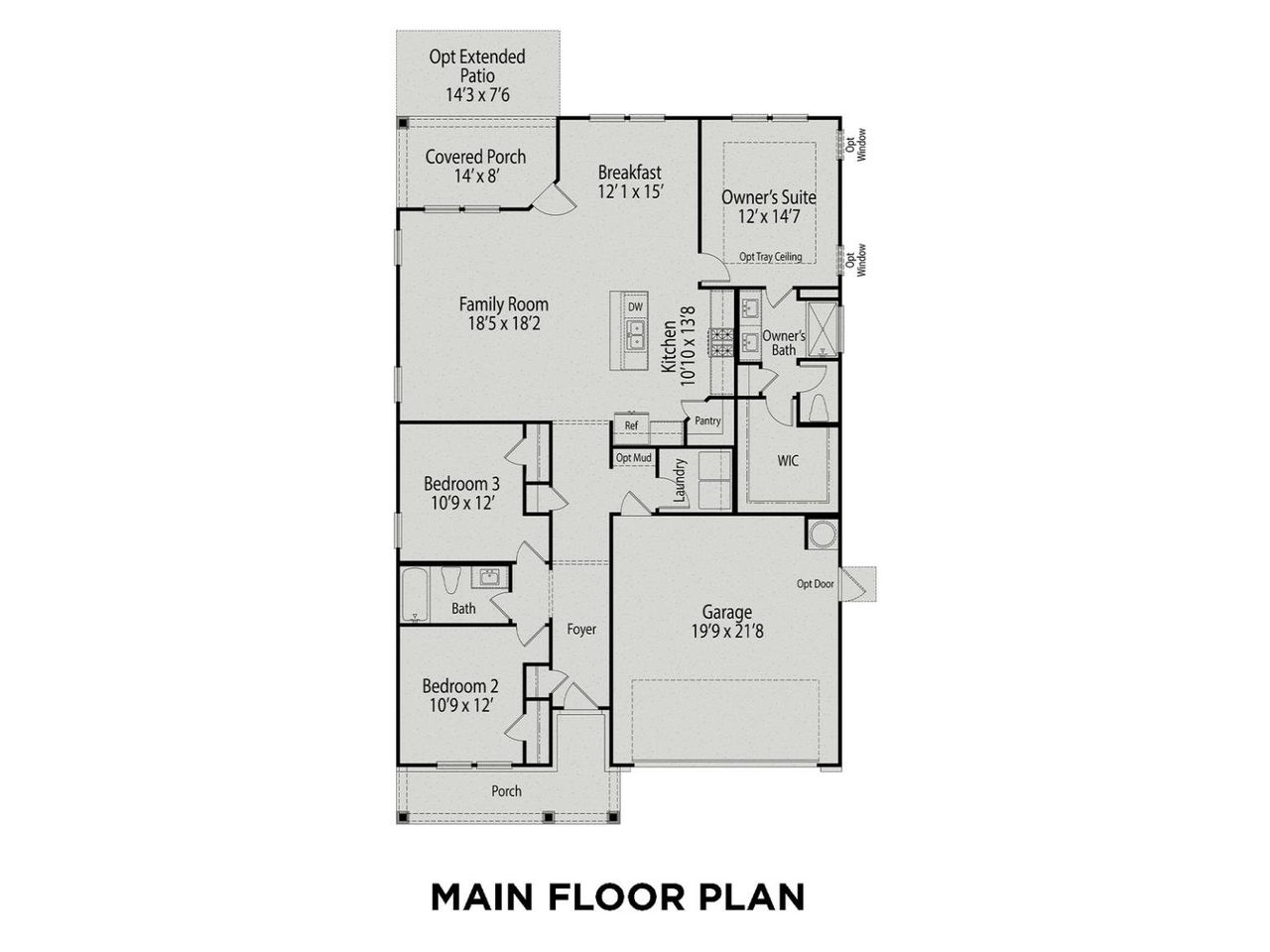 2D floor plan layout for the The Franklin C by Davidson Homes LLC in Wellers Knoll, Lillington, NC (Image 2).