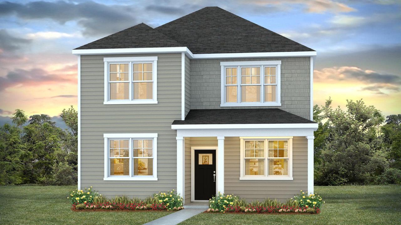 Representative exterior photo of a completed home built from the WOODLAND by D.R. Horton in The Cove at Mallard Crossing, Summerville, SC (Image 2).