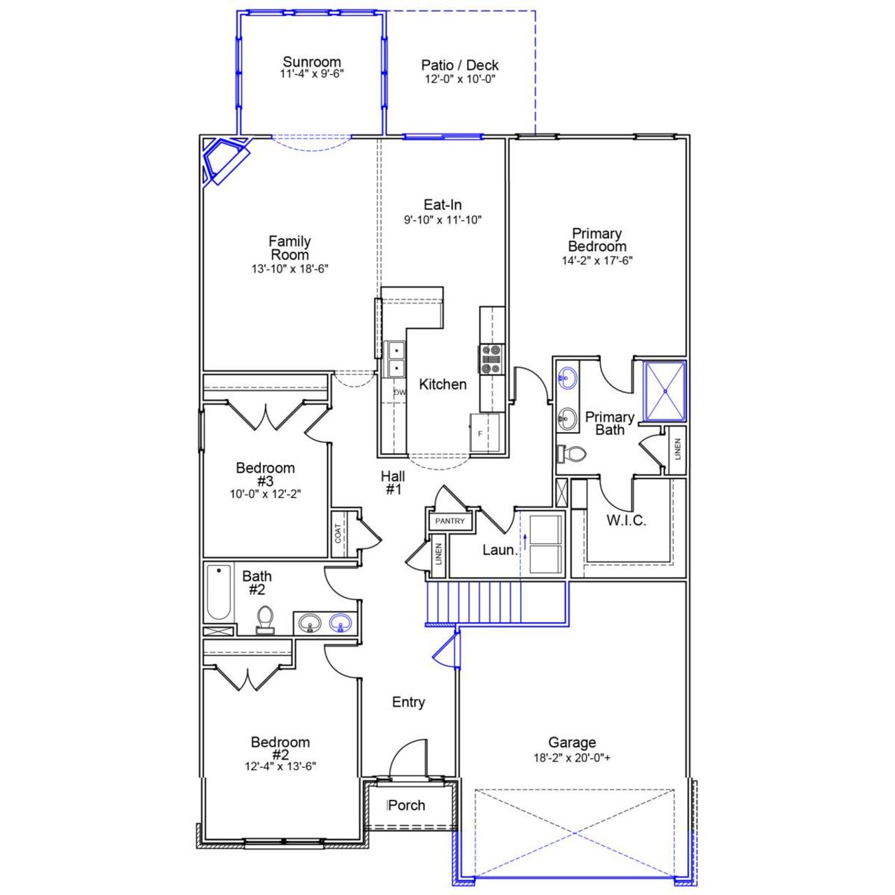 2D floor plan layout of this home in Fieldstone, Lexington, NC (Image 2).
