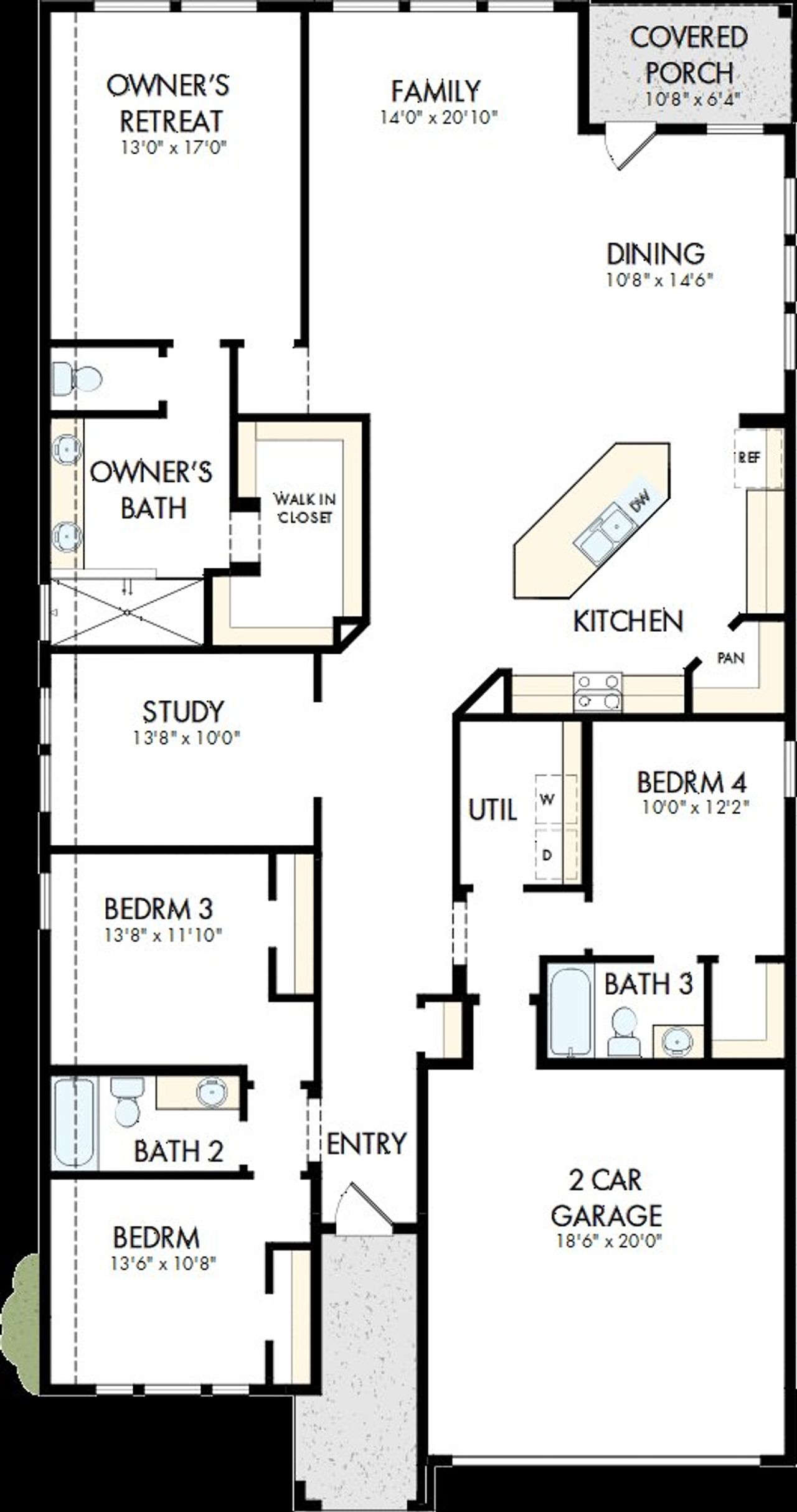 2D floor plan layout of this home in Flat Creek, Castroville, TX (Image 2).