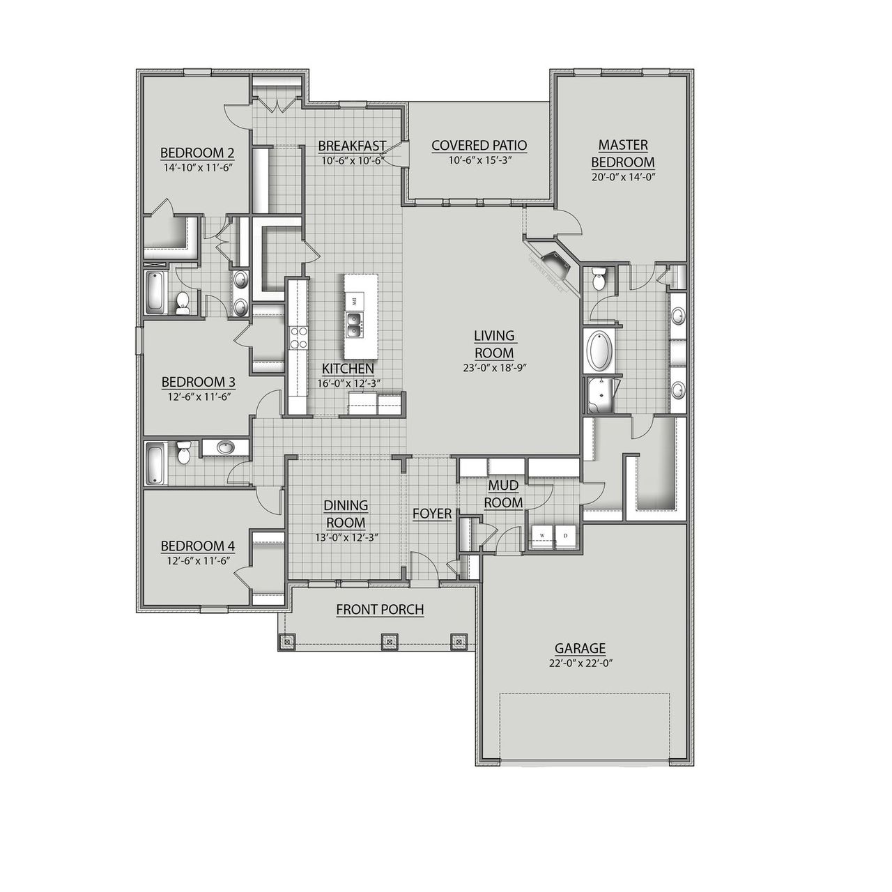 2D floor plan layout for the Jupiter IV K by DSLD Homes in Iron Rock, Cantonment, FL (Image 2).