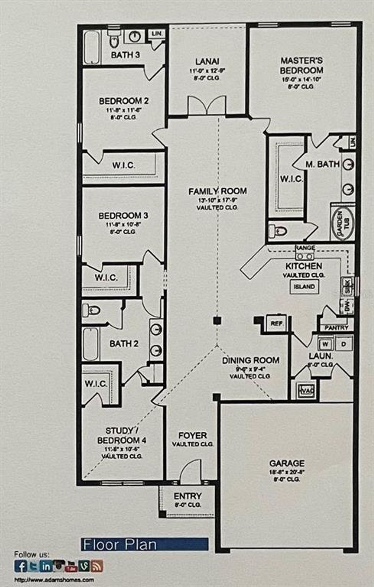 2D floor plan layout of this home in Watercress Cove, North Port, FL (Image 2). 2D floor plan layout of this home in Watercress Cove, North Port, FL (Image 2).