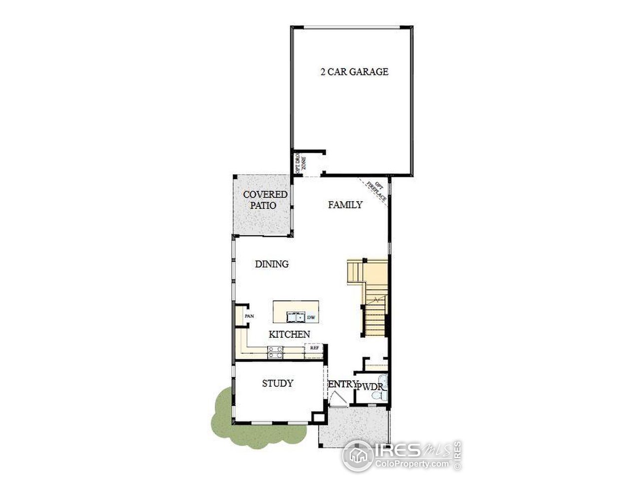 2D floor plan layout of this home in Kinston Cottage, Loveland, CO (Image 2).