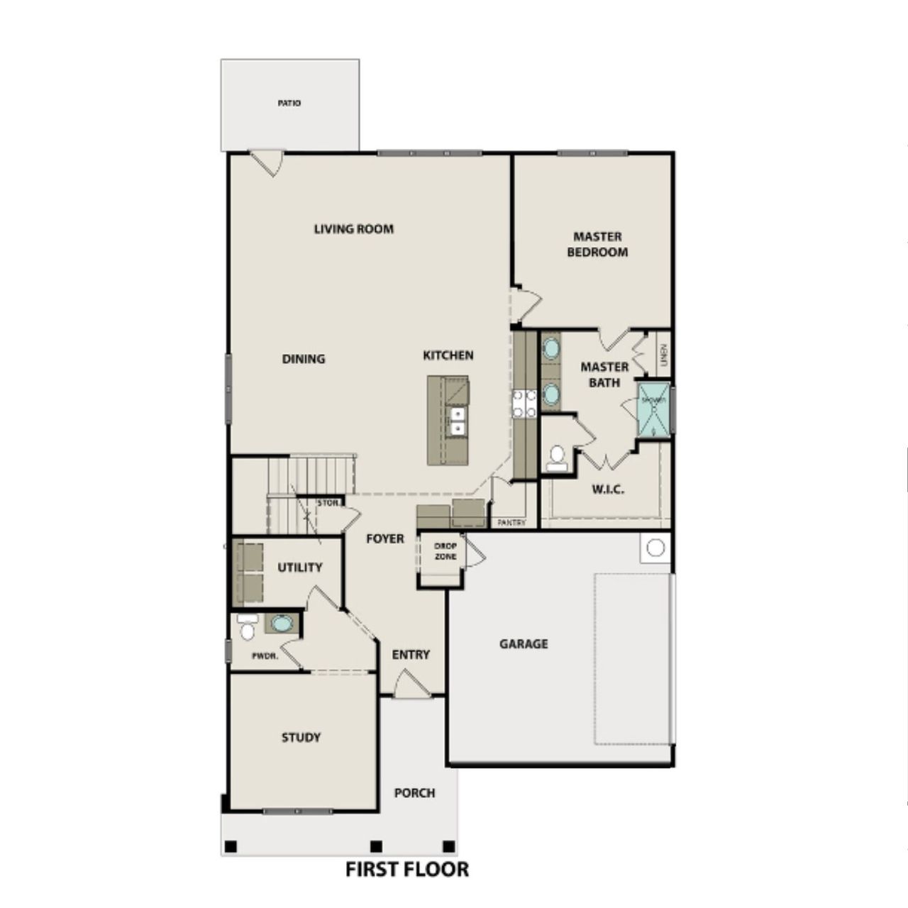2D floor plan layout for the The Ridgeport B Side-Entry by Davidson Homes LLC in Calista Farms, White House, TN (Image 2).