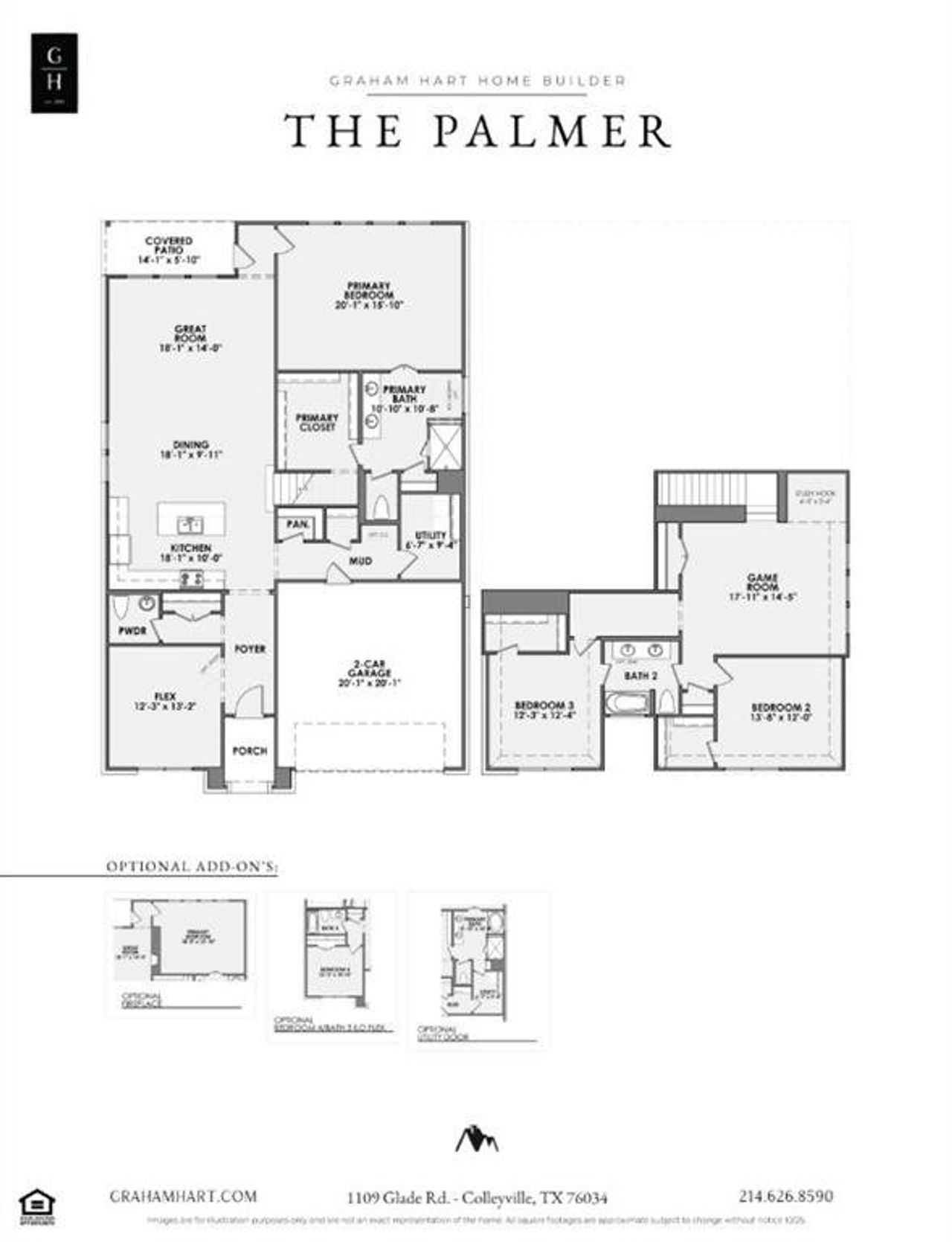 2D floor plan layout of this home in Meadow Lakes, Fort Worth, TX (Image 2).