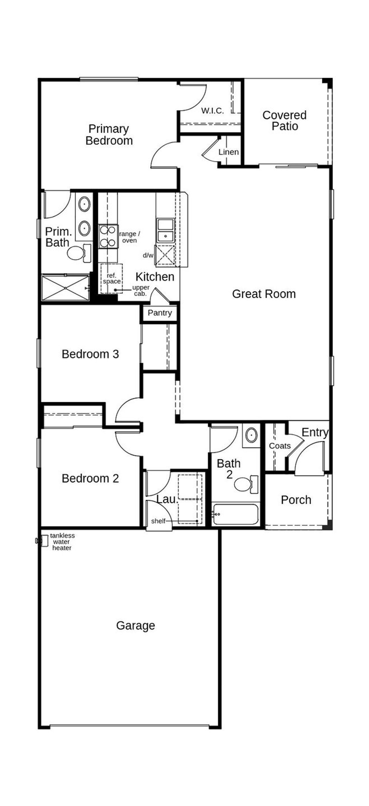 2D floor plan layout of this home in Entrada Del Toro at Rancho Sahuarita, Sahuarita, AZ (Image 2).