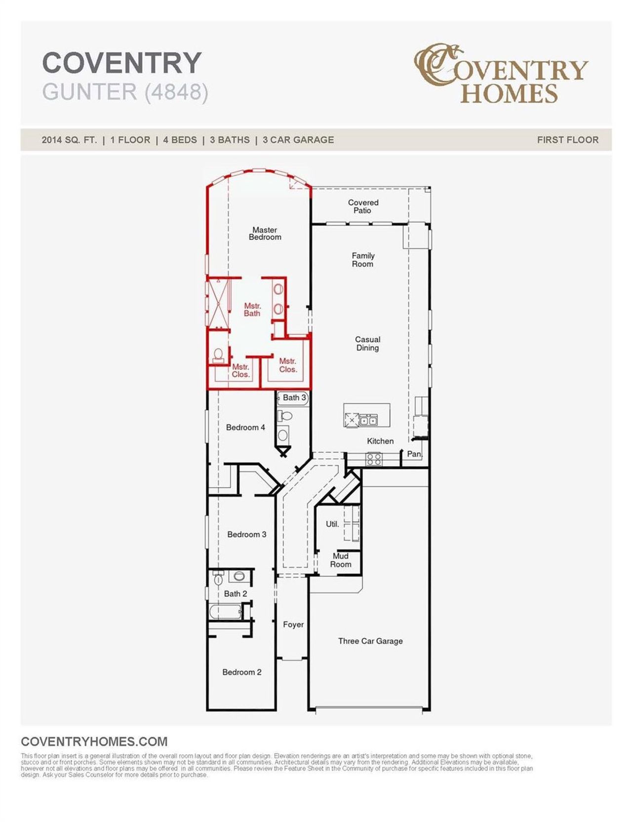 2D floor plan layout of this home in Escondido 60', Magnolia, TX (Image 2).