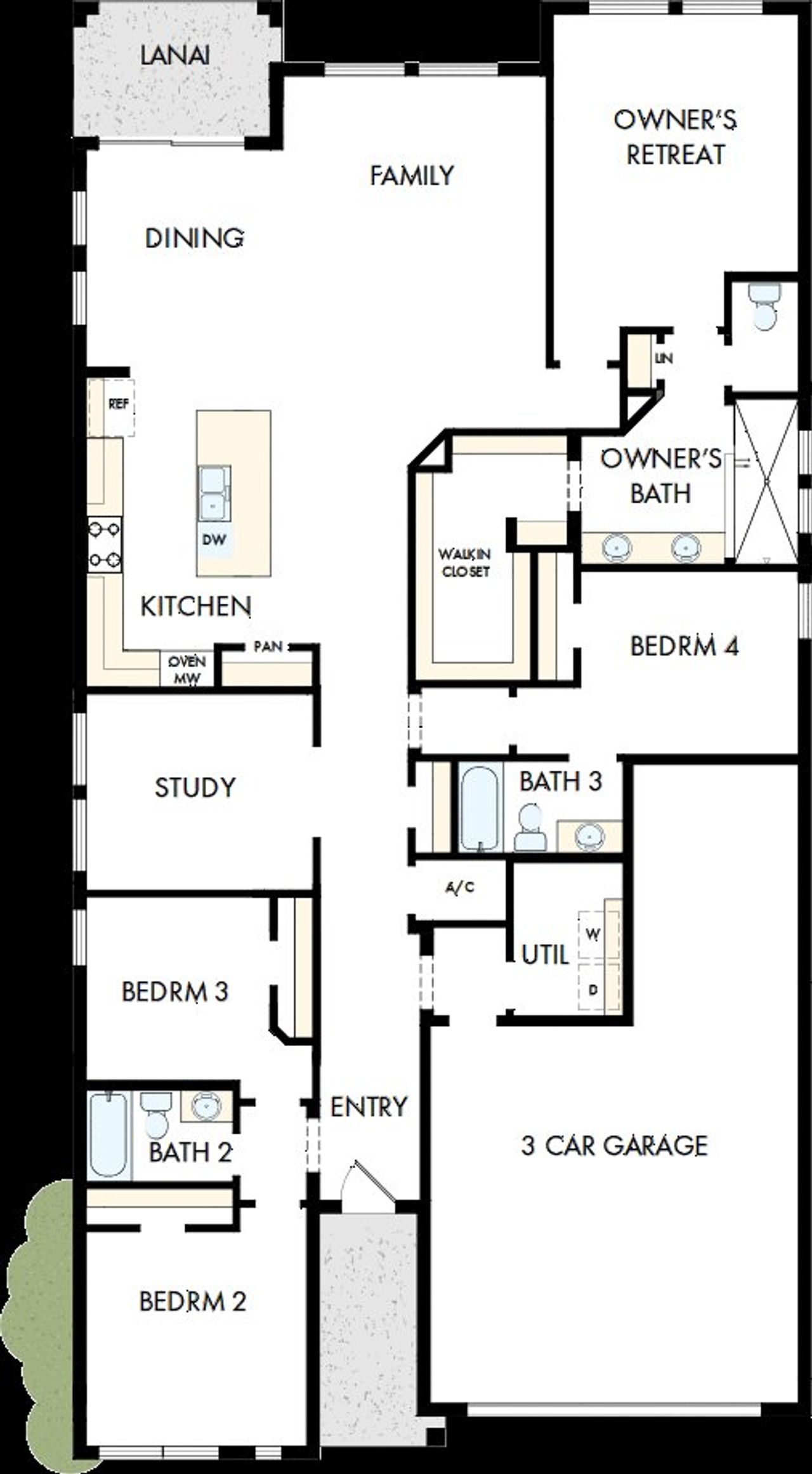 2D floor plan layout of this home in Lakeside at Satilla, St. Cloud, FL (Image 2).