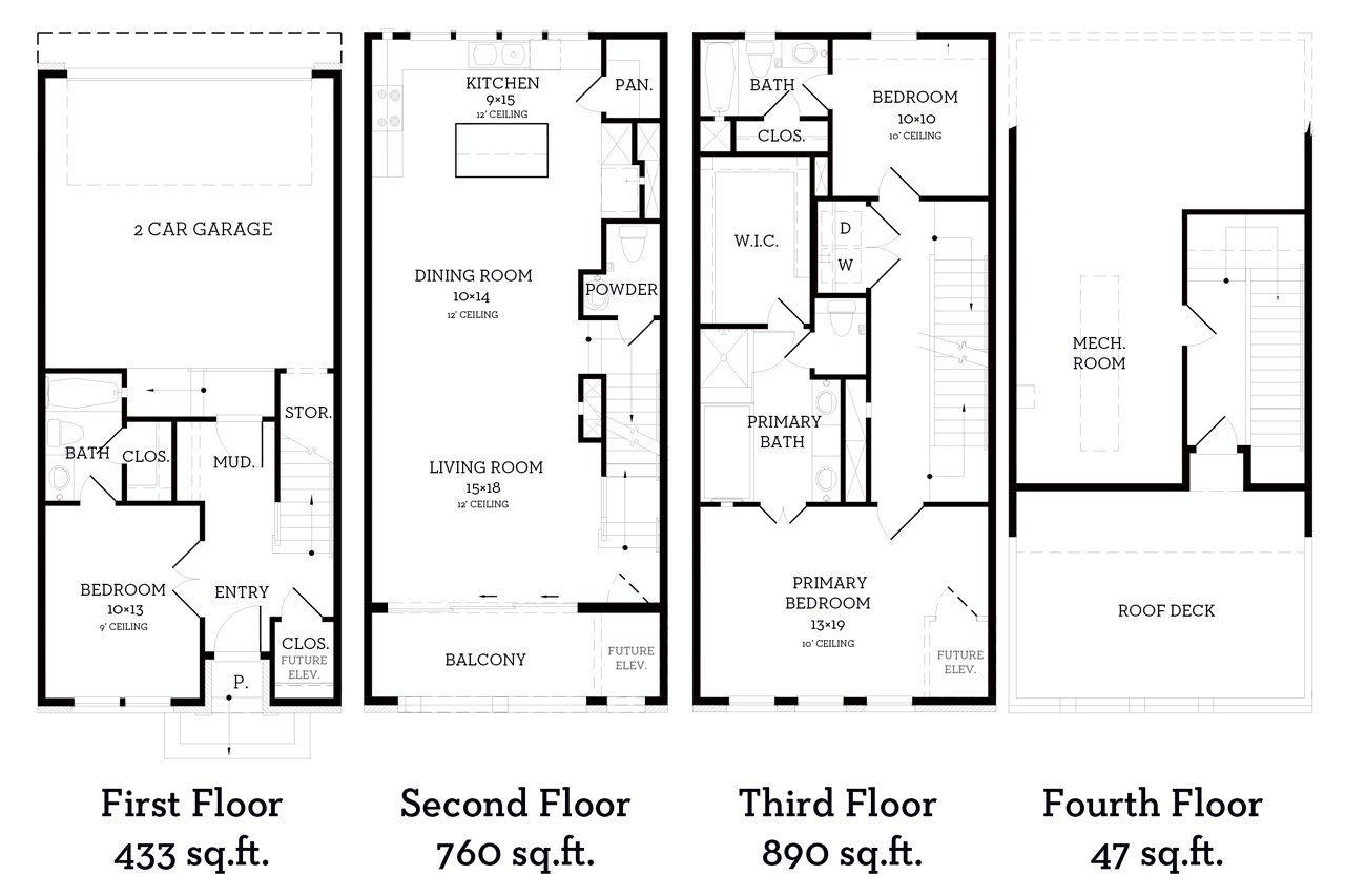 2D floor plan layout of this home in The Brownstones at East Quarter, Dallas, TX (Image 2). 2D floor plan layout of this home in The Brownstones at East Quarter, Dallas, TX (Image 2).