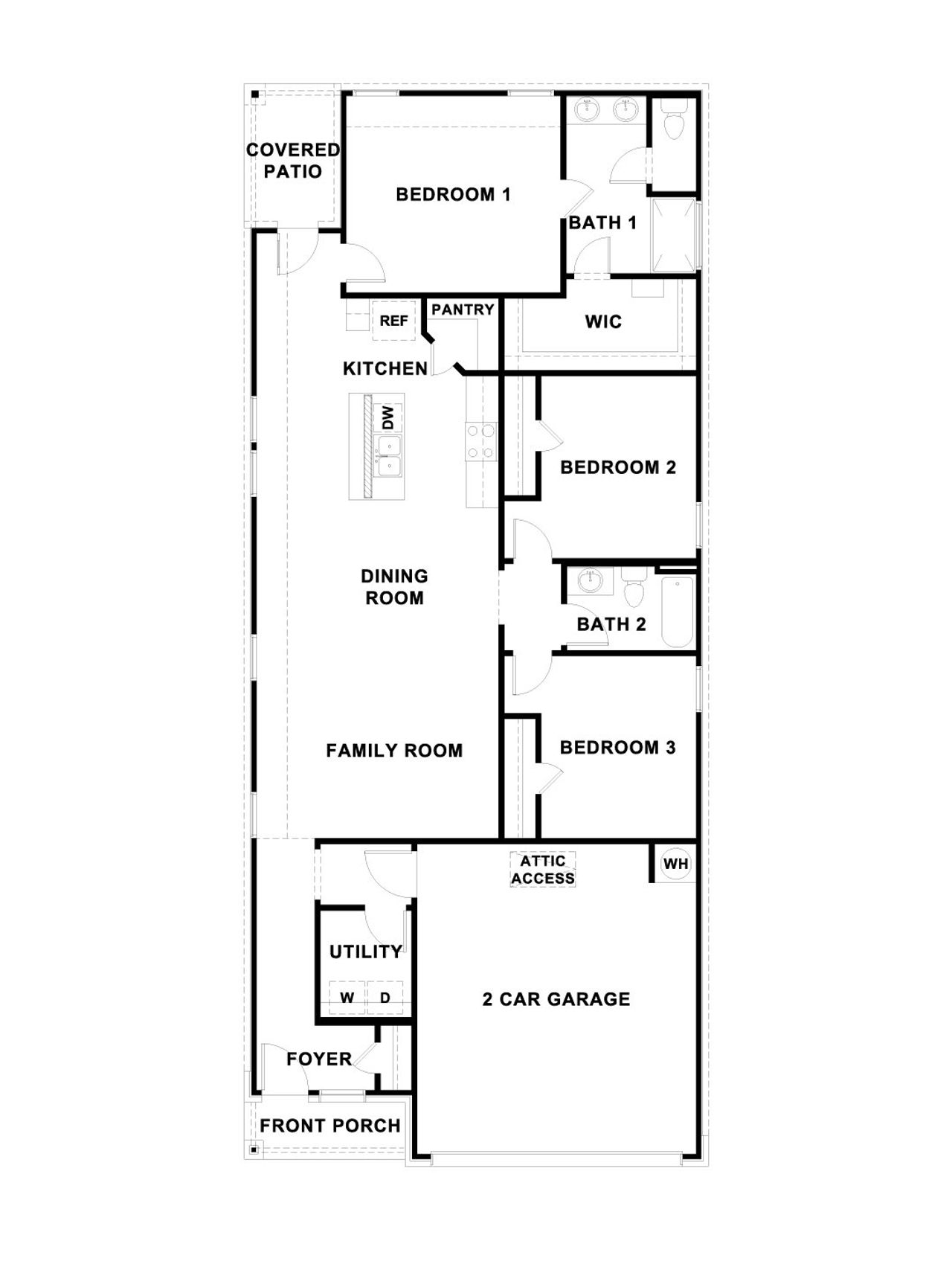 2D floor plan layout of this home in Bar W Ranch, Leander, TX (Image 2).