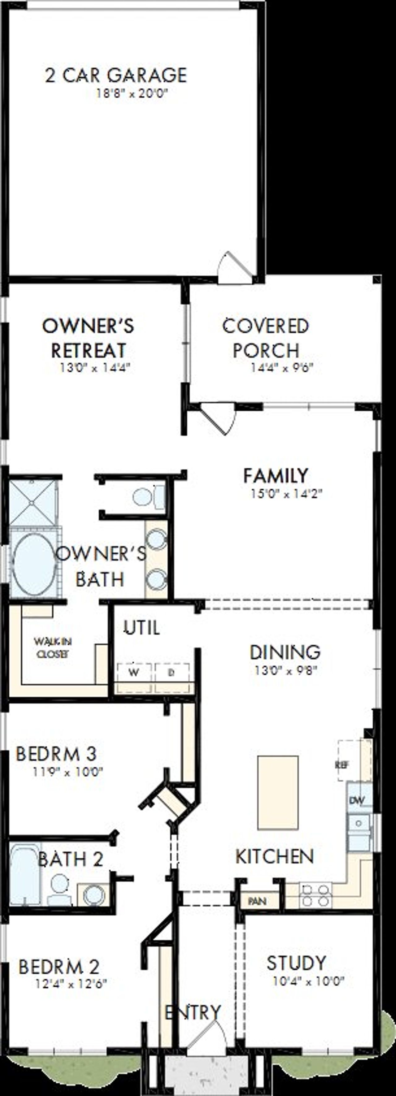 2D floor plan layout of this home in Sienna - Landmark Row Collection, Missouri City, TX (Image 2).