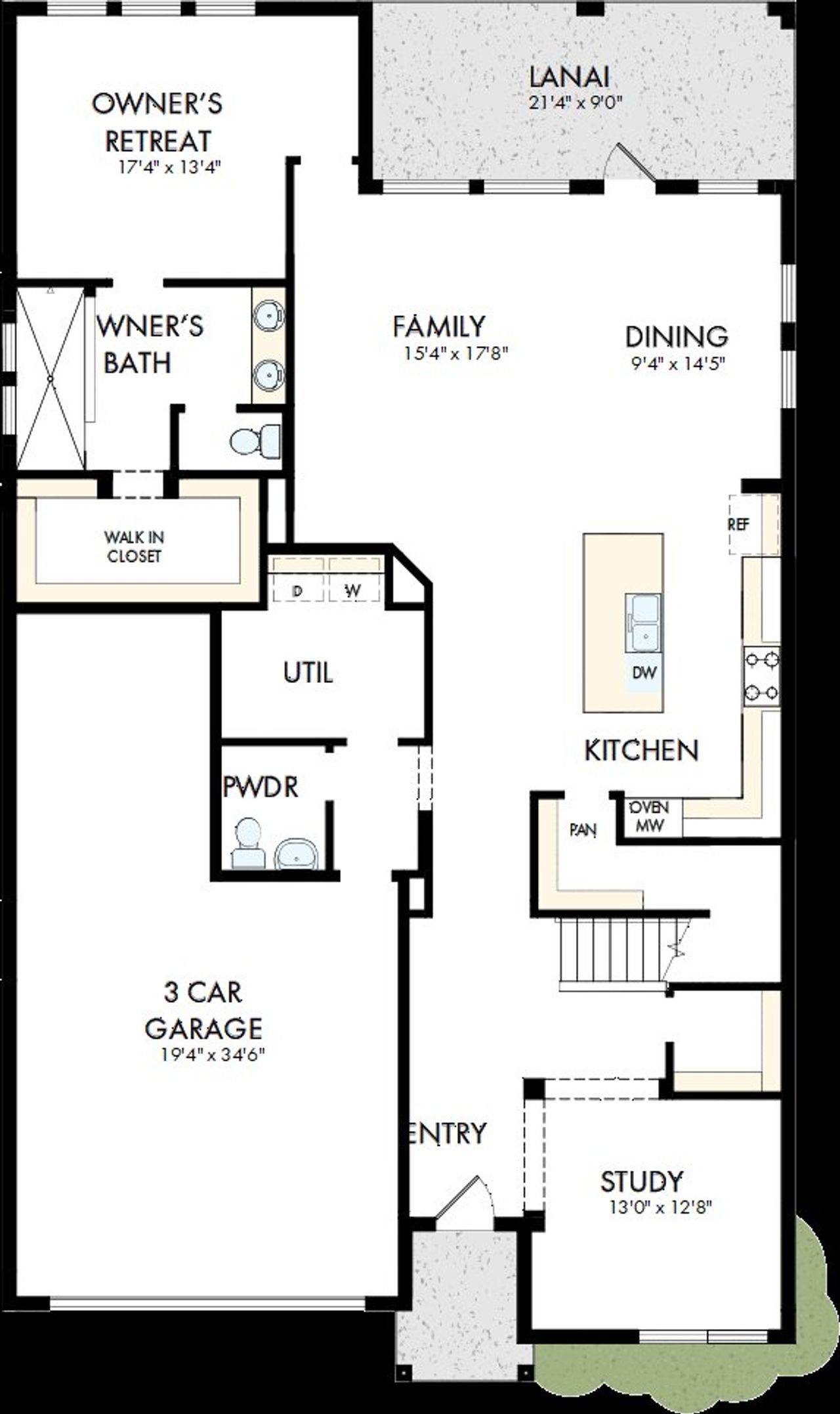 2D floor plan layout of this home in Palmeras at Crossprairie – The Grove Collection, St. Cloud, FL (Image 2).