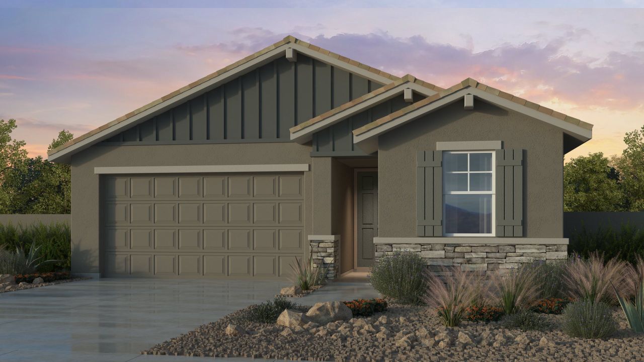 Representative exterior photo of a completed home built from the Hazel by Taylor Morrison in Combs Ranch Discovery Collection, San Tan Valley, AZ (Image 2).