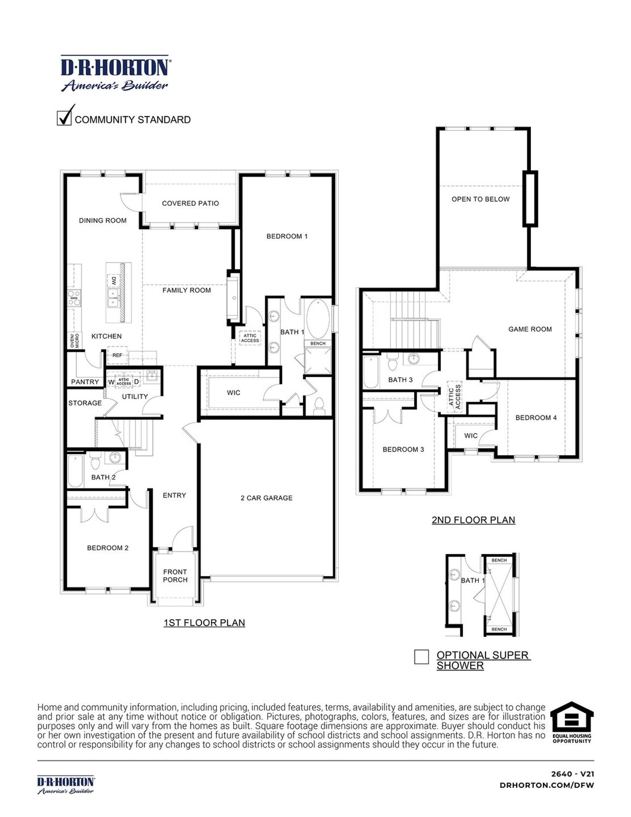 2D floor plan layout of this home in Peachtree Meadows, Rockwall, TX (Image 2).