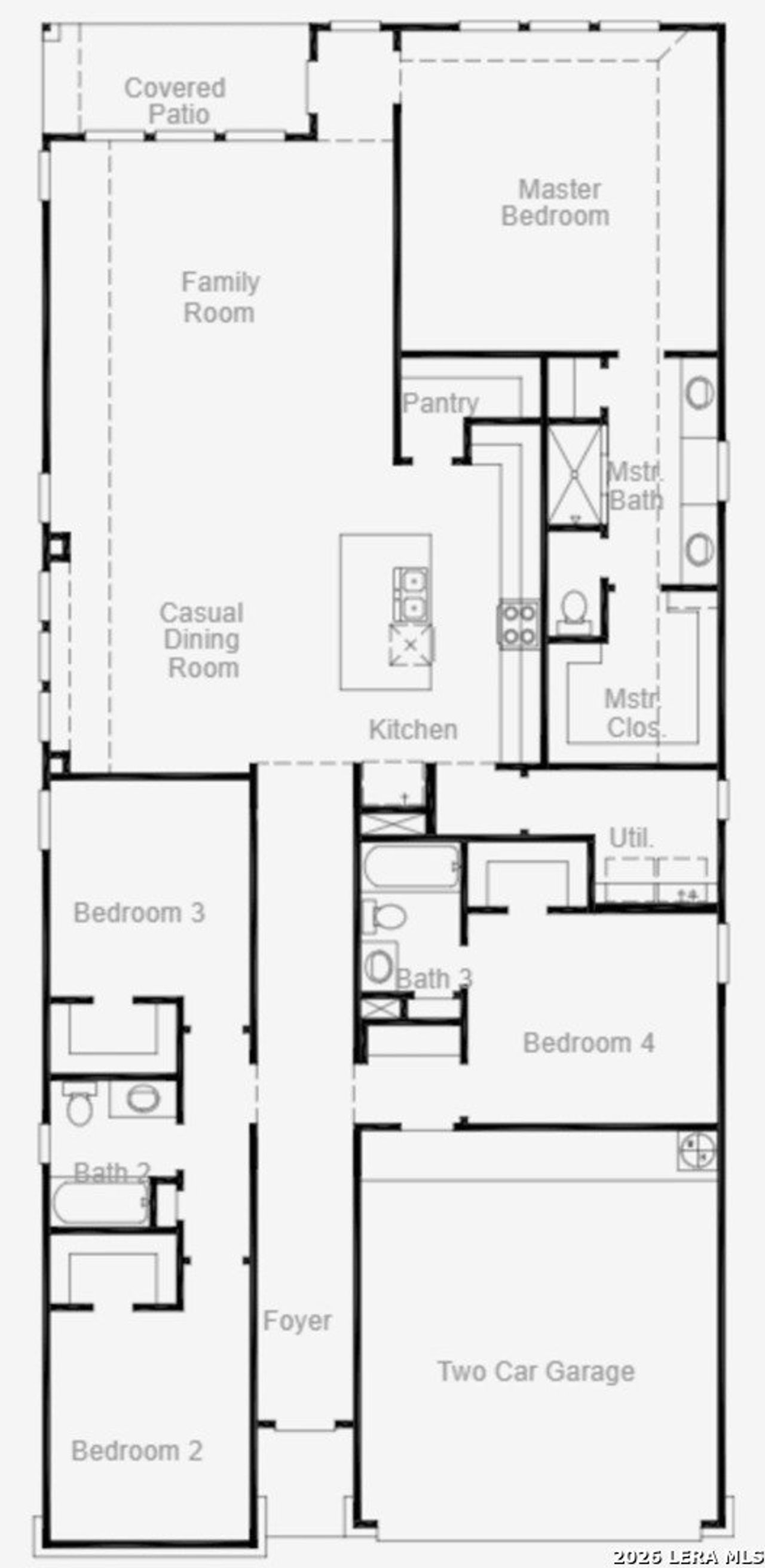2D floor plan layout of this home in Rhine Valley, Schertz, TX (Image 2).