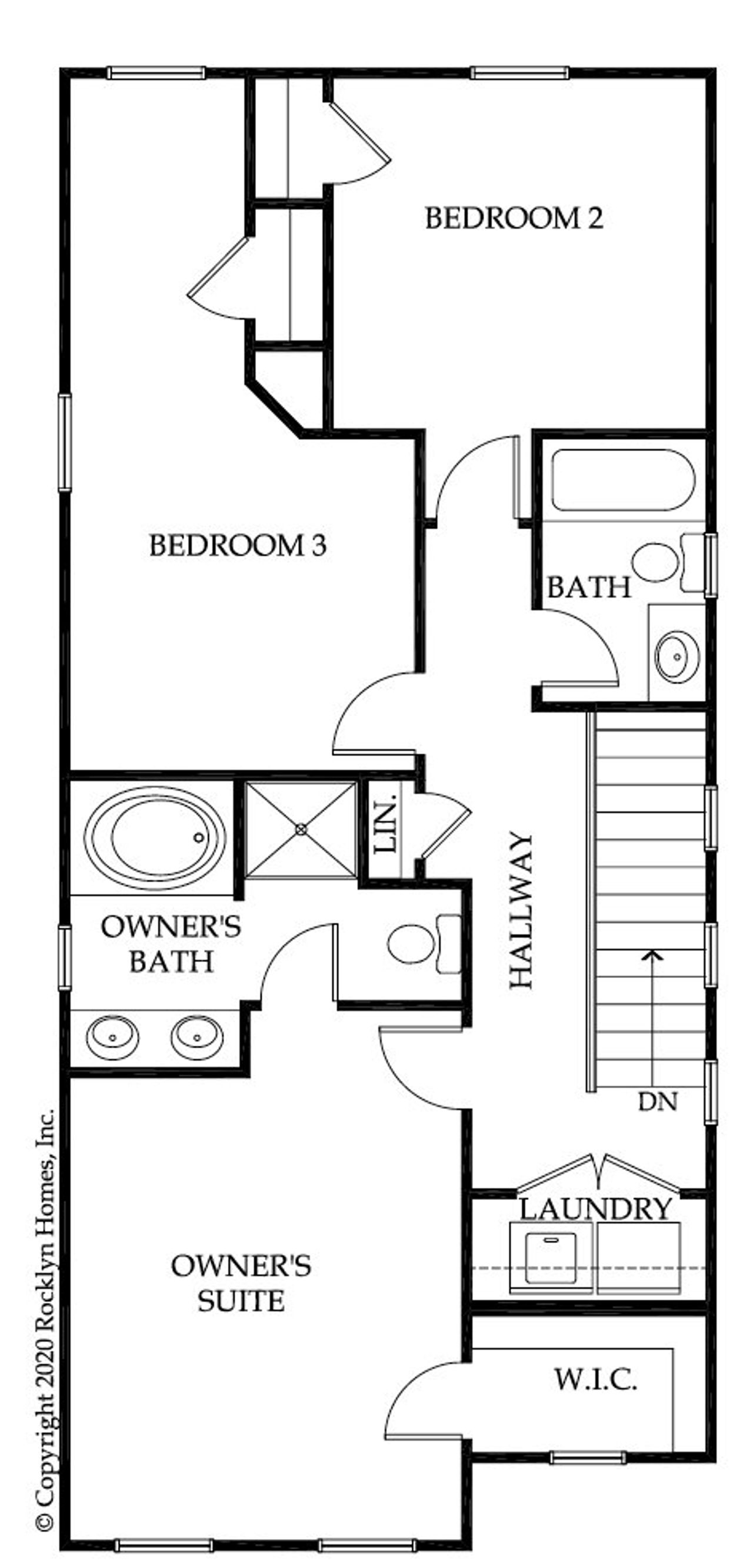 2D floor plan layout for the Mercer by Rocklyn Homes in Spring Valley, Tucker, GA (Image 2).
