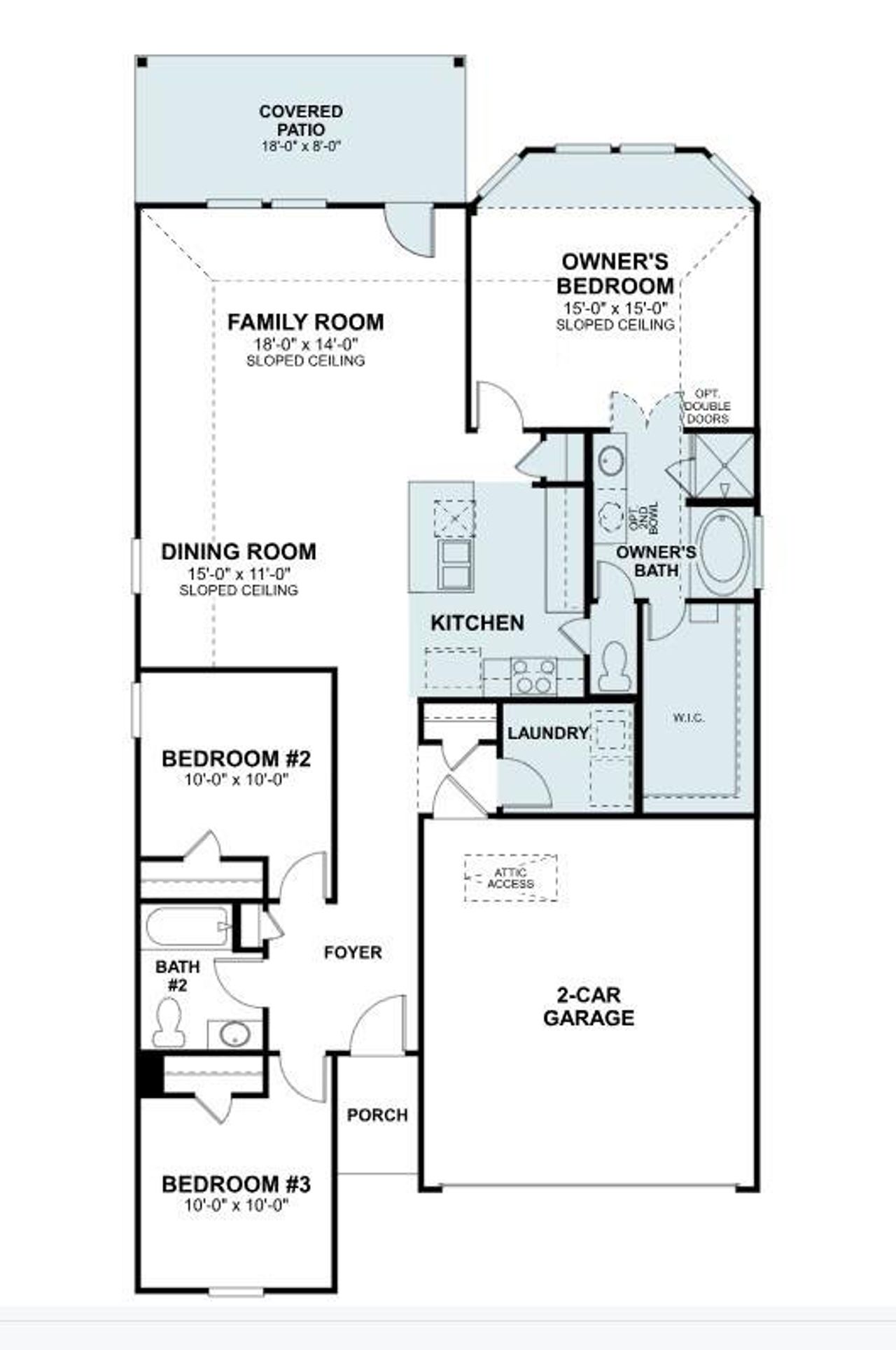 2D floor plan layout of this home in Marble Creek Crossing, Austin, TX (Image 2).