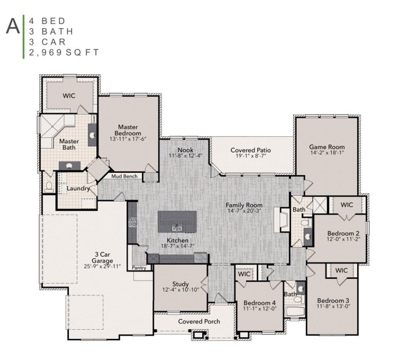 2D floor plan layout for the The Kellyn by Elmwood Custom Homes in Jordan Run, Midlothian, TX (Image 2).