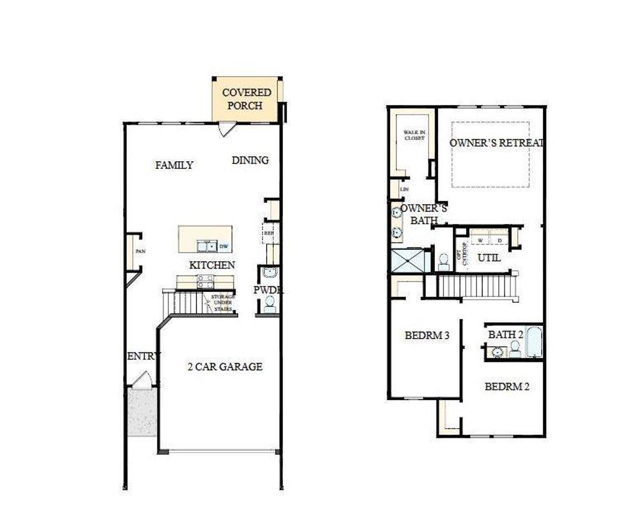 2D floor plan layout of this home in Westview Towns, Waxhaw, NC (Image 2).