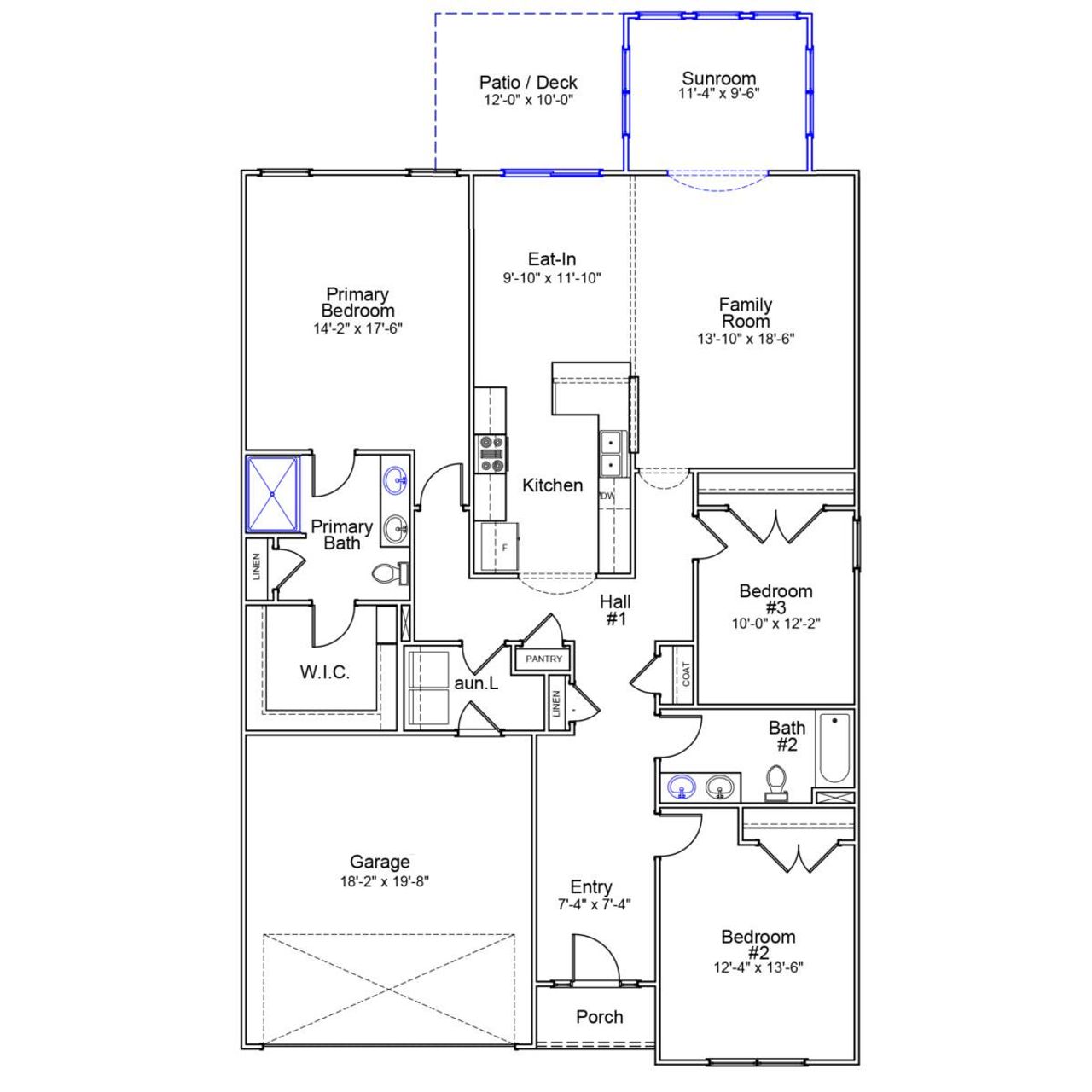 2D floor plan layout of this home in Fieldstone, Lexington, NC (Image 2).