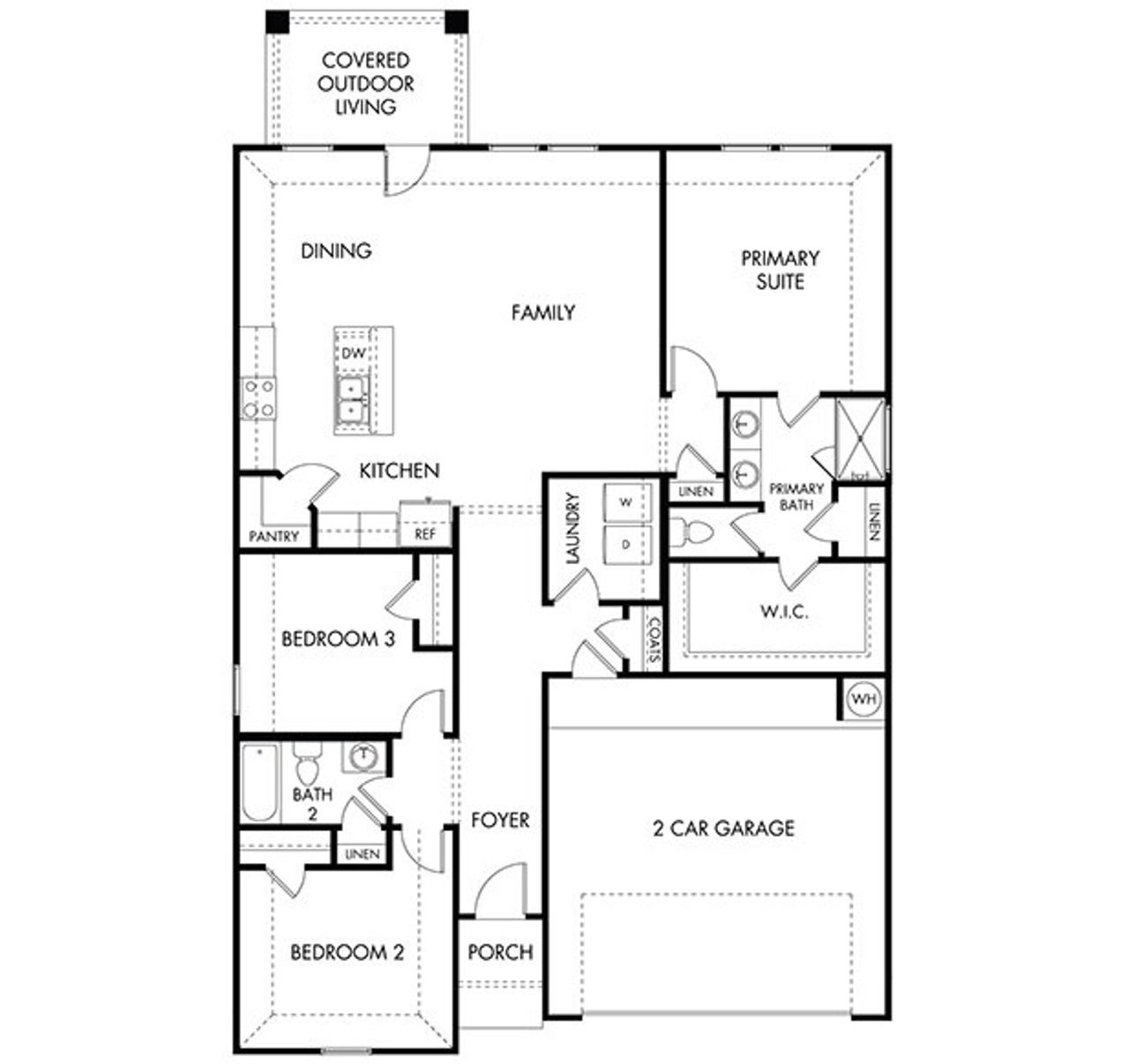 2D floor plan layout of this home in Lakeside Meadows, Pflugerville, TX (Image 2).